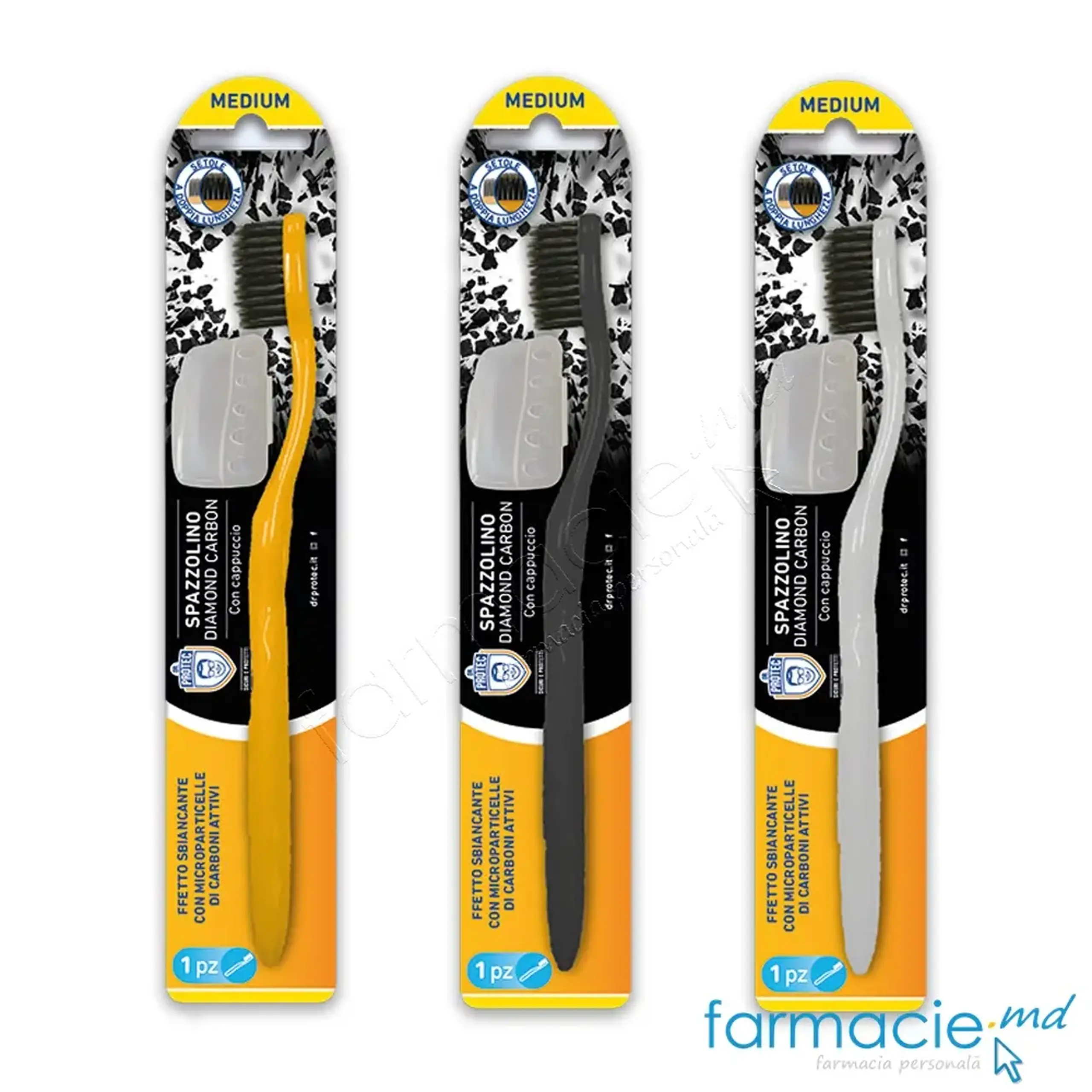 Periuta dinti DR. PROTEC Diamand Carbon inalbire Medium