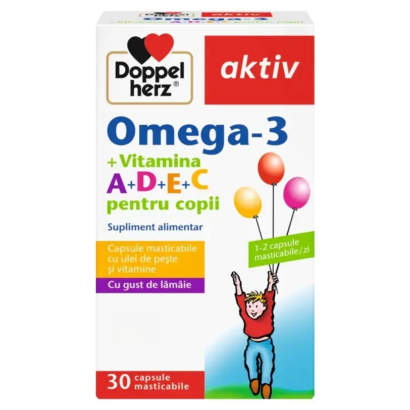 Omega 3 Kids 323mg+Vit.A+D+E+C N30 caps. masticab.(copii-1, adulti-2/zi) Doppelherz