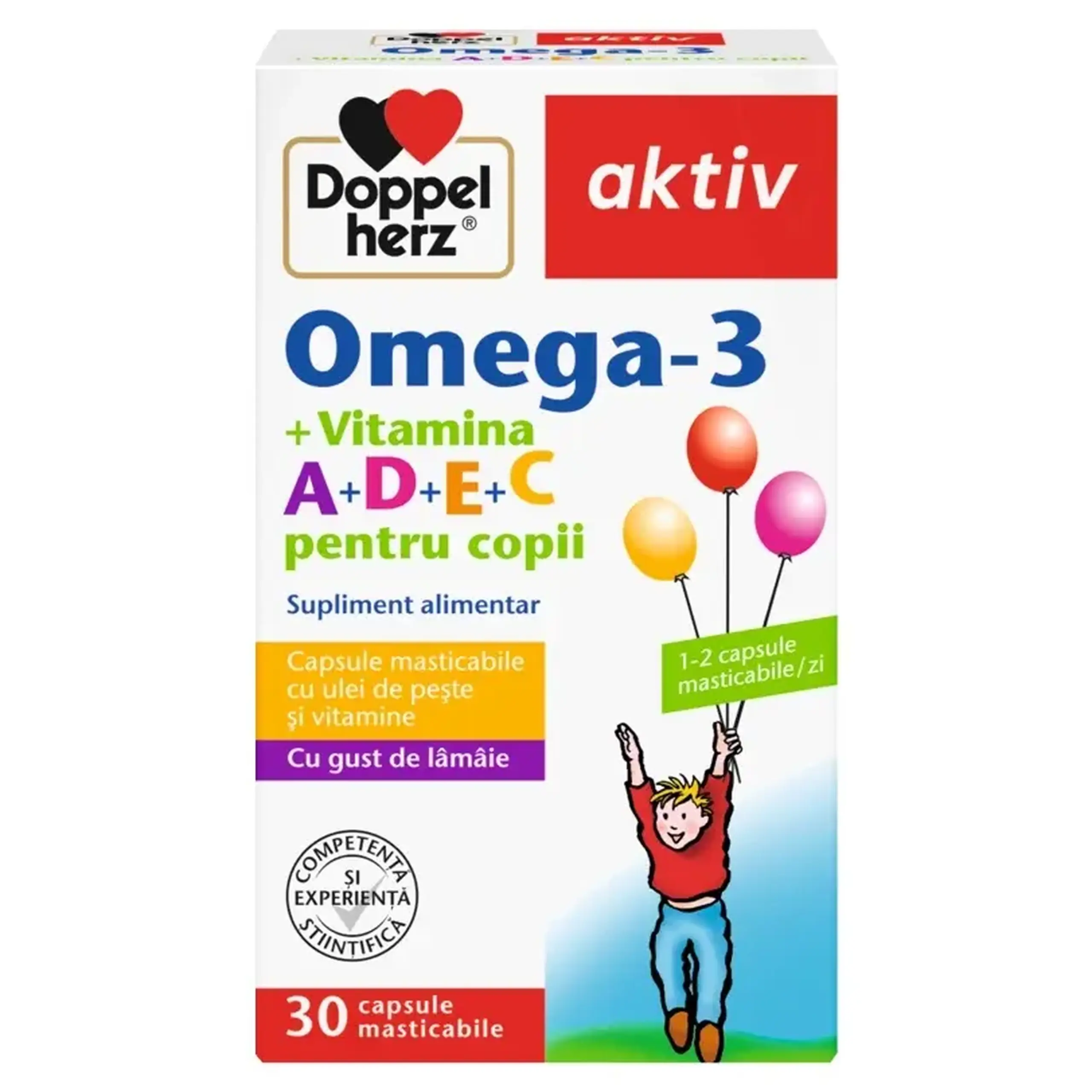 Omega 3 Kids 323mg+Vit.A+D+E+C N30 caps. masticab.(copii-1, adulti-2/zi) Doppelherz