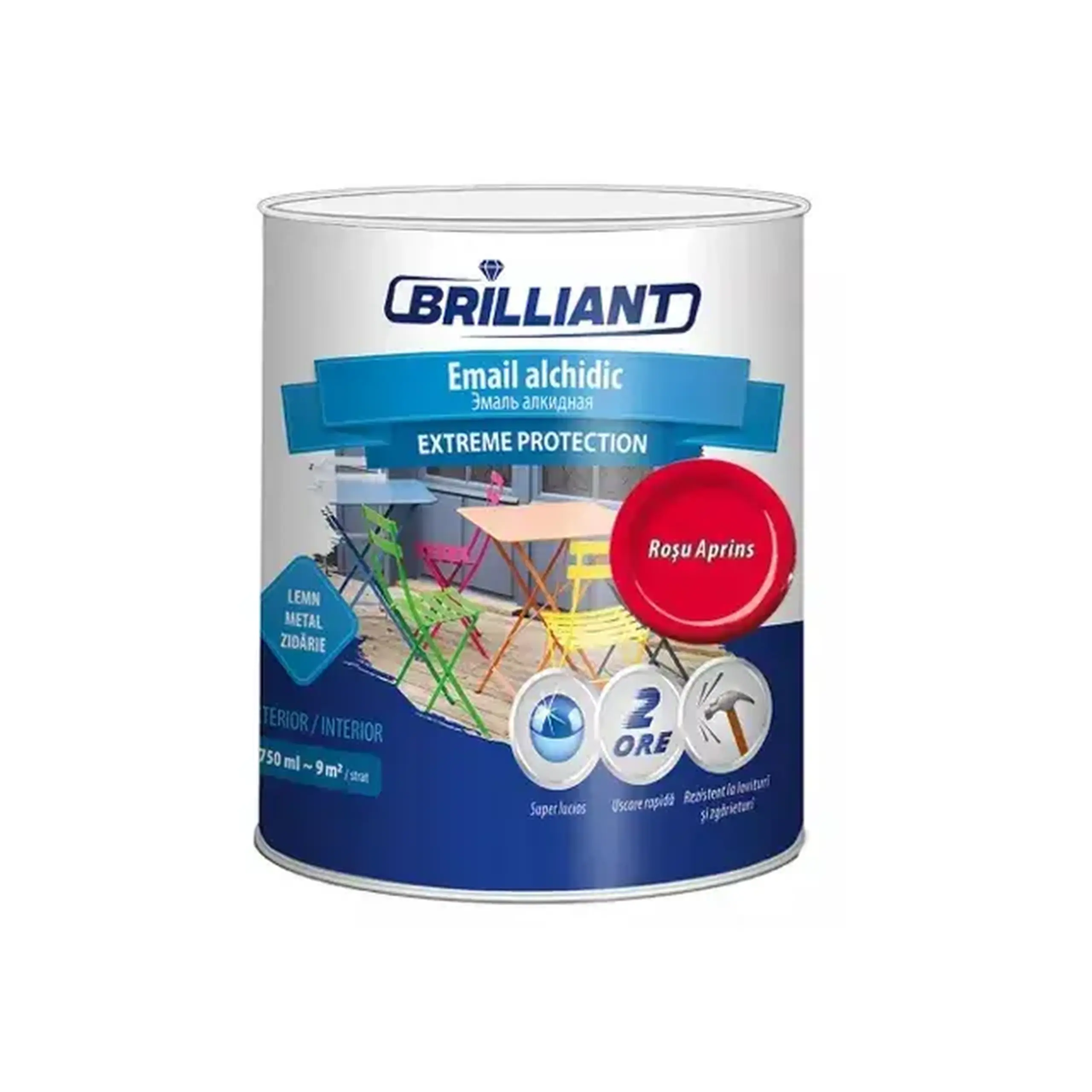 Email alchidic EXTREME PROTECTION roșu aprins 0.75 l Brilliant