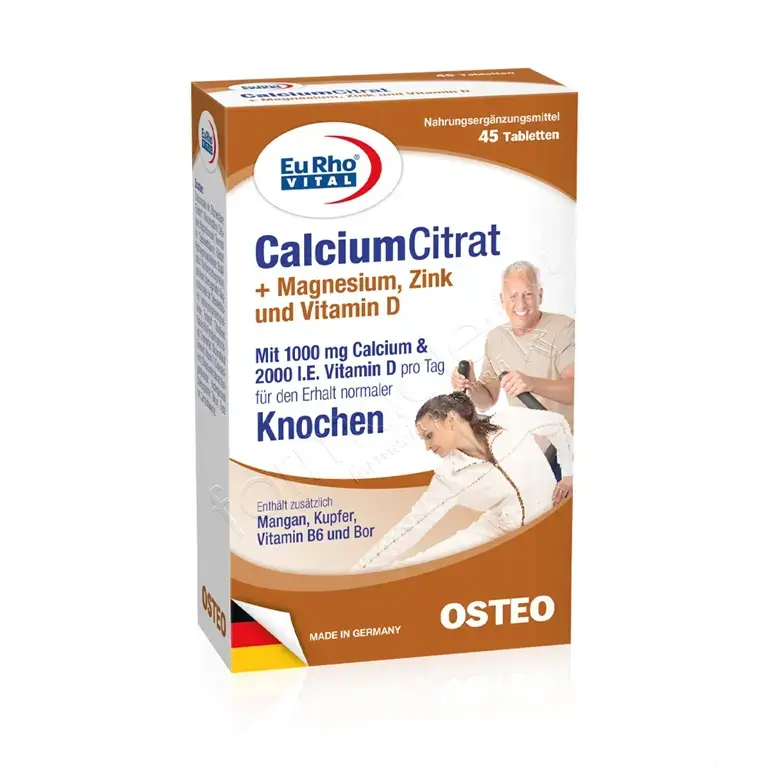 Calciu Citrat 1000mg+Vit D 2000 UI+Magneziu+Zinc comp. N45 EuRho Vital