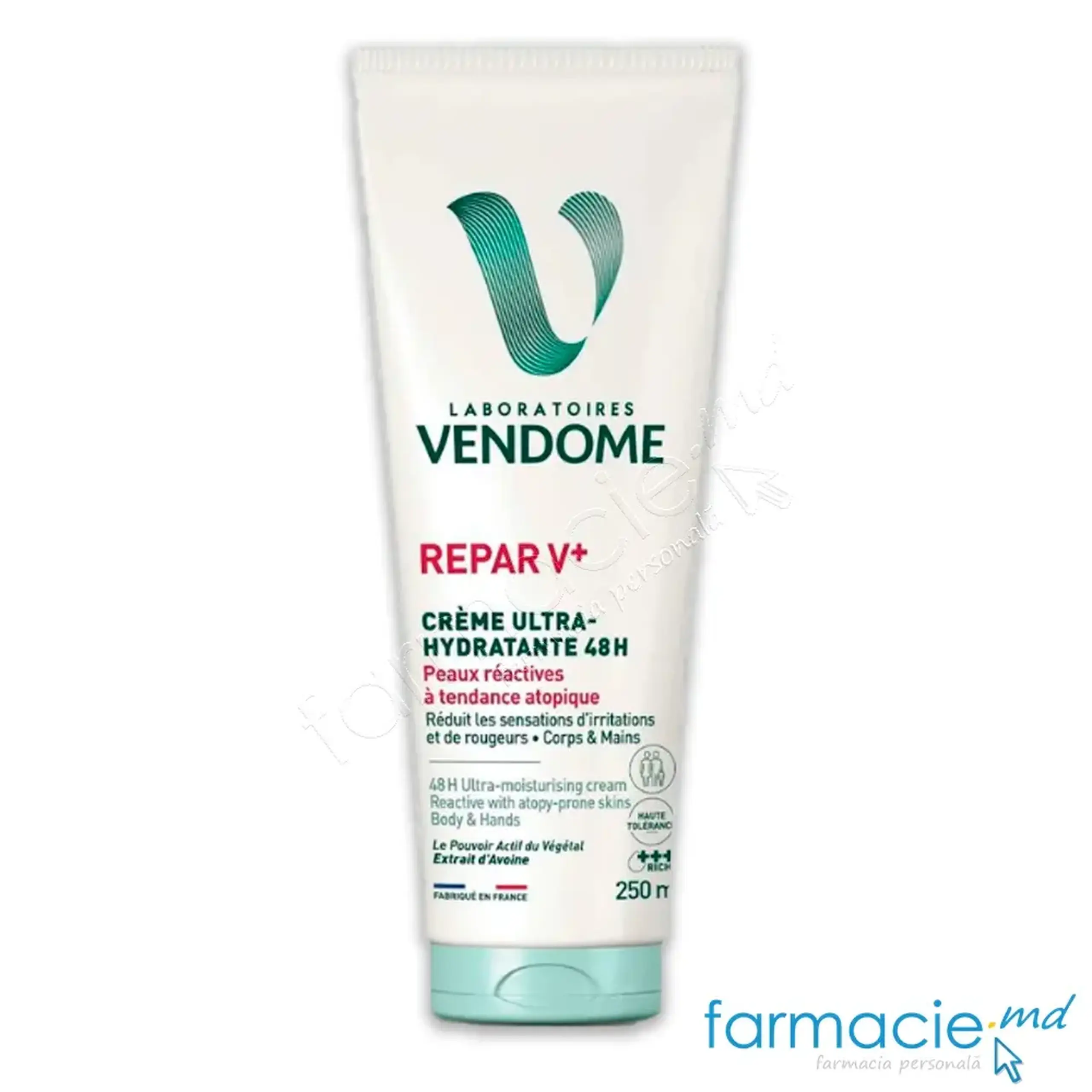 VENDOME REPAR V+ Crema ultrahidratanta 48H (piele reactiv atopica) Extract Ovaz 250ml