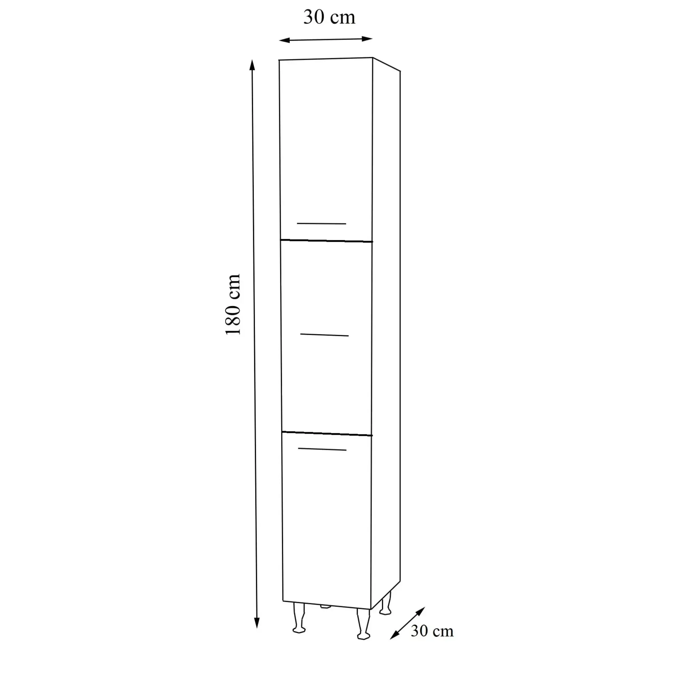 Dulap baie Badenmob Seria 020, 3 rafturi, 180x30x30cm, Alb