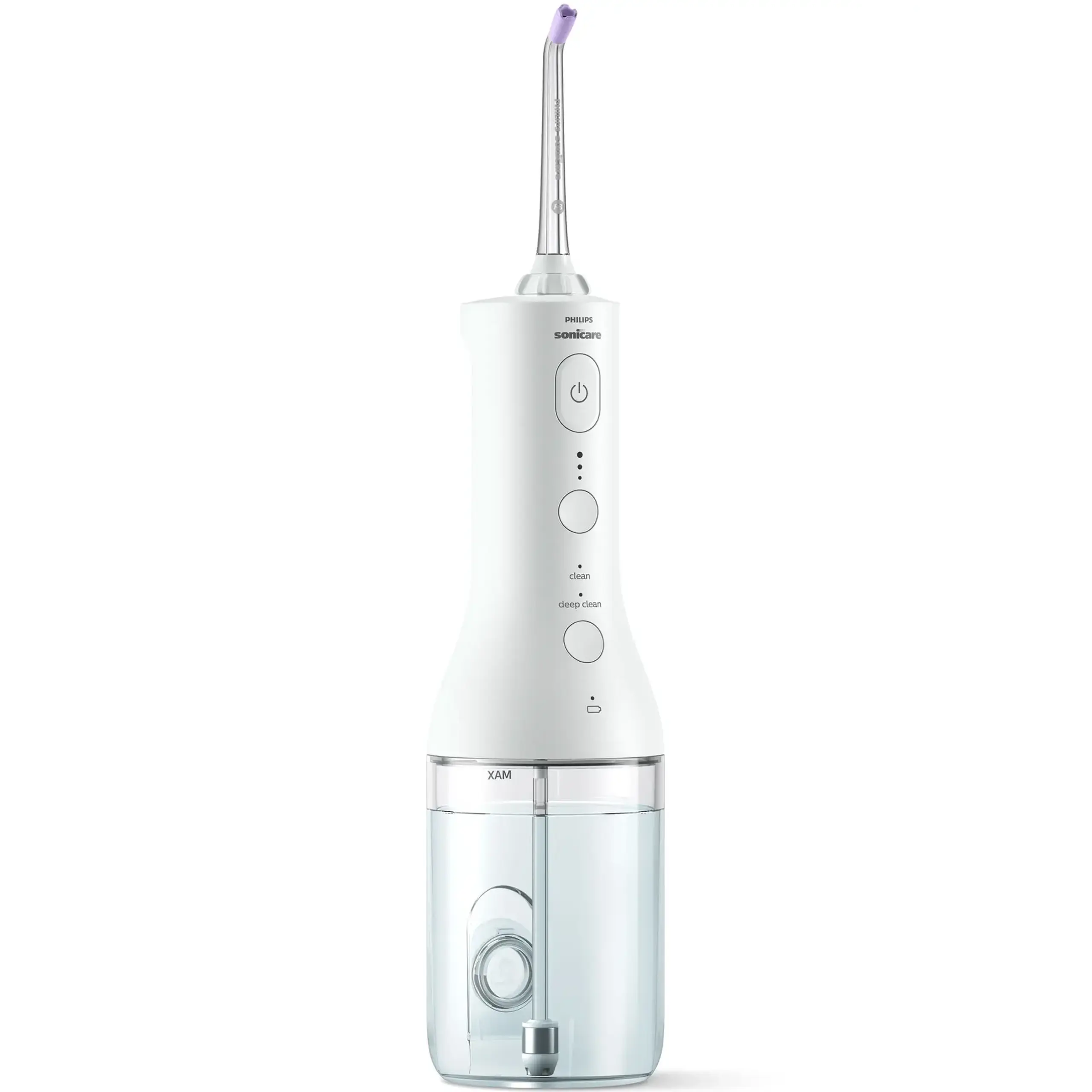 Aparat de curatare interdentara Philips Sonicare Power Flosser HX3826/31, tehnologie QuadStream, 2 capete de curatare, 2 moduri de curatare, 3 niveluri de intensitate, husa, Alb