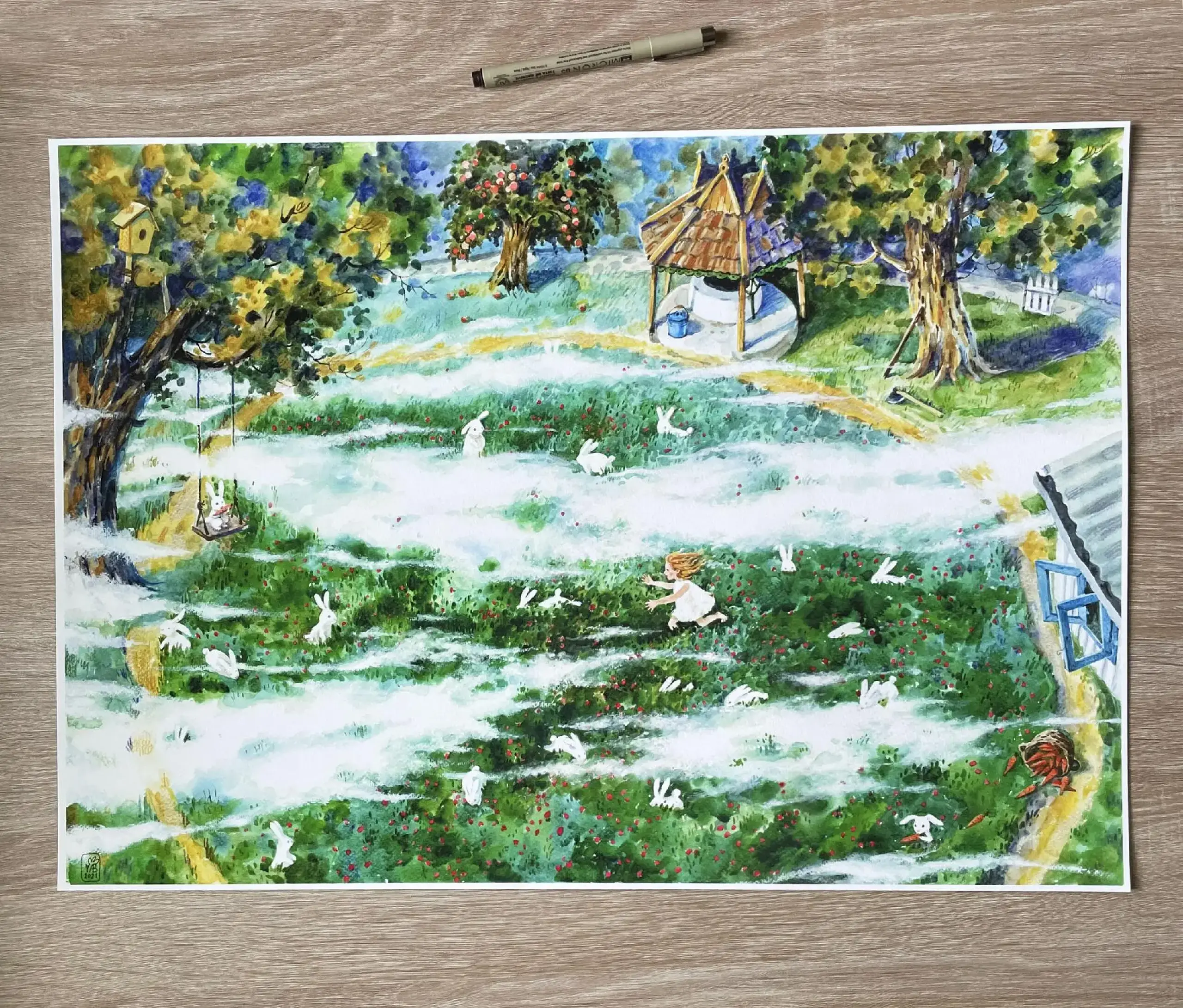 "Iepuri în Lucernă" | "Rabbits in Lucerne" ART PRINT A2