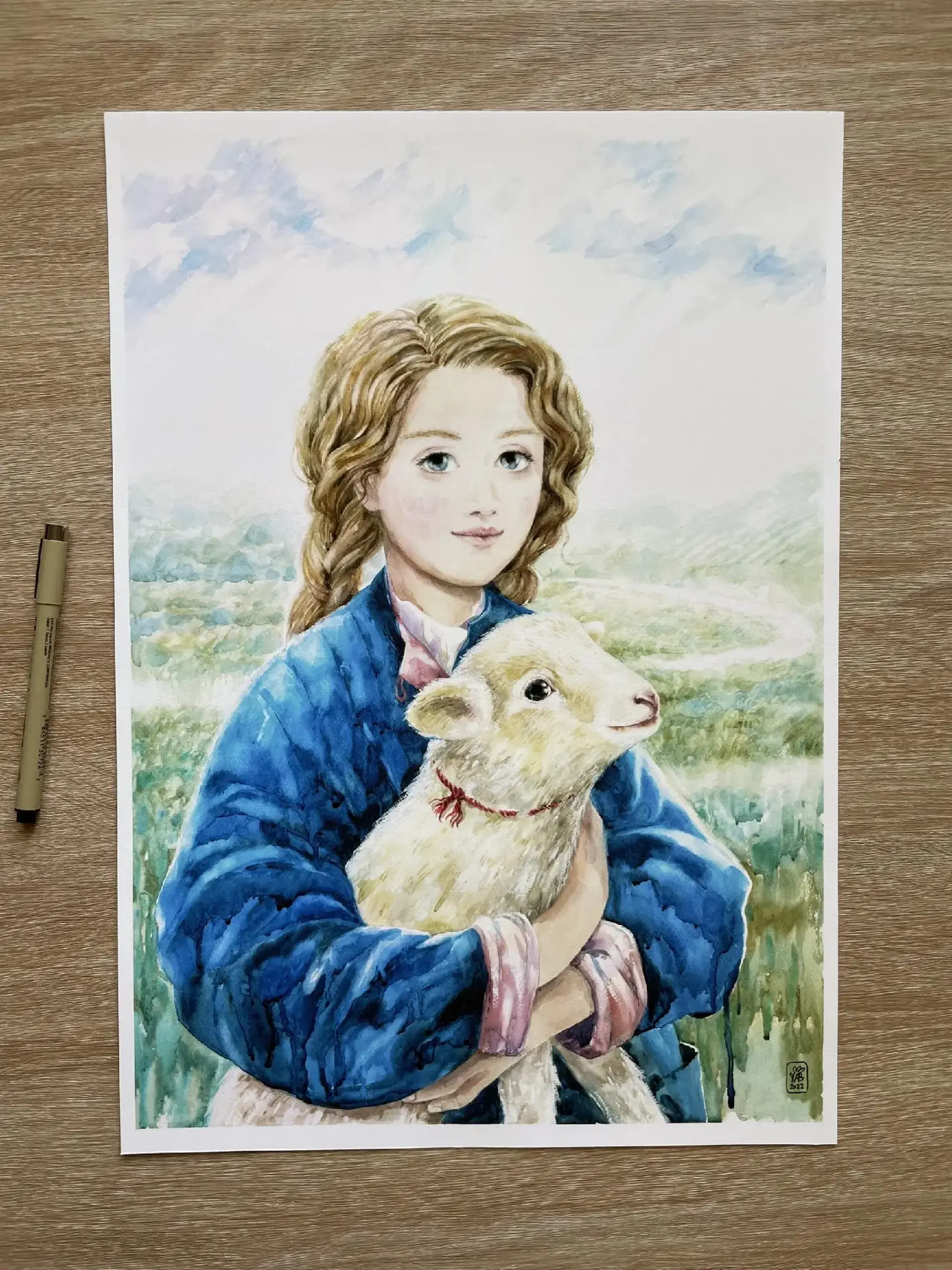 "Fata cu Miel" | "Girl with a Lamb" ART PRINT A2