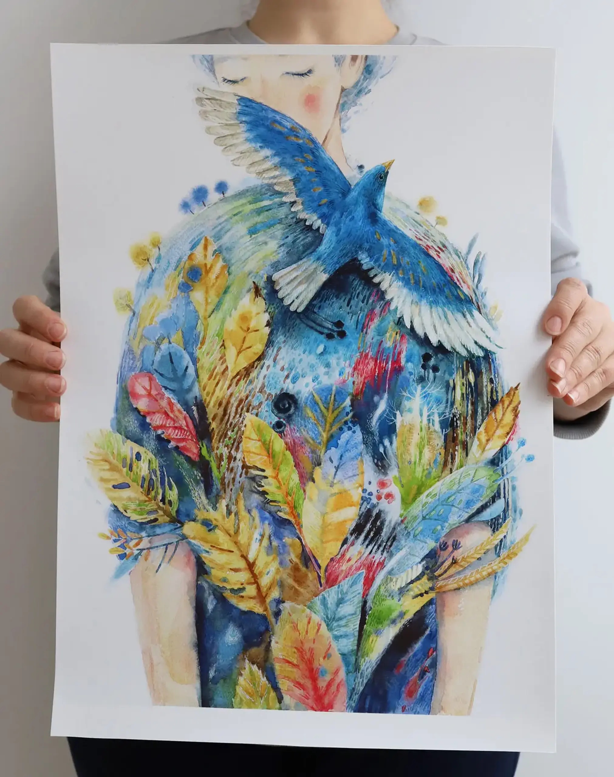 "Pasarea Albastra / Blue Bird" ART PRINT A3+