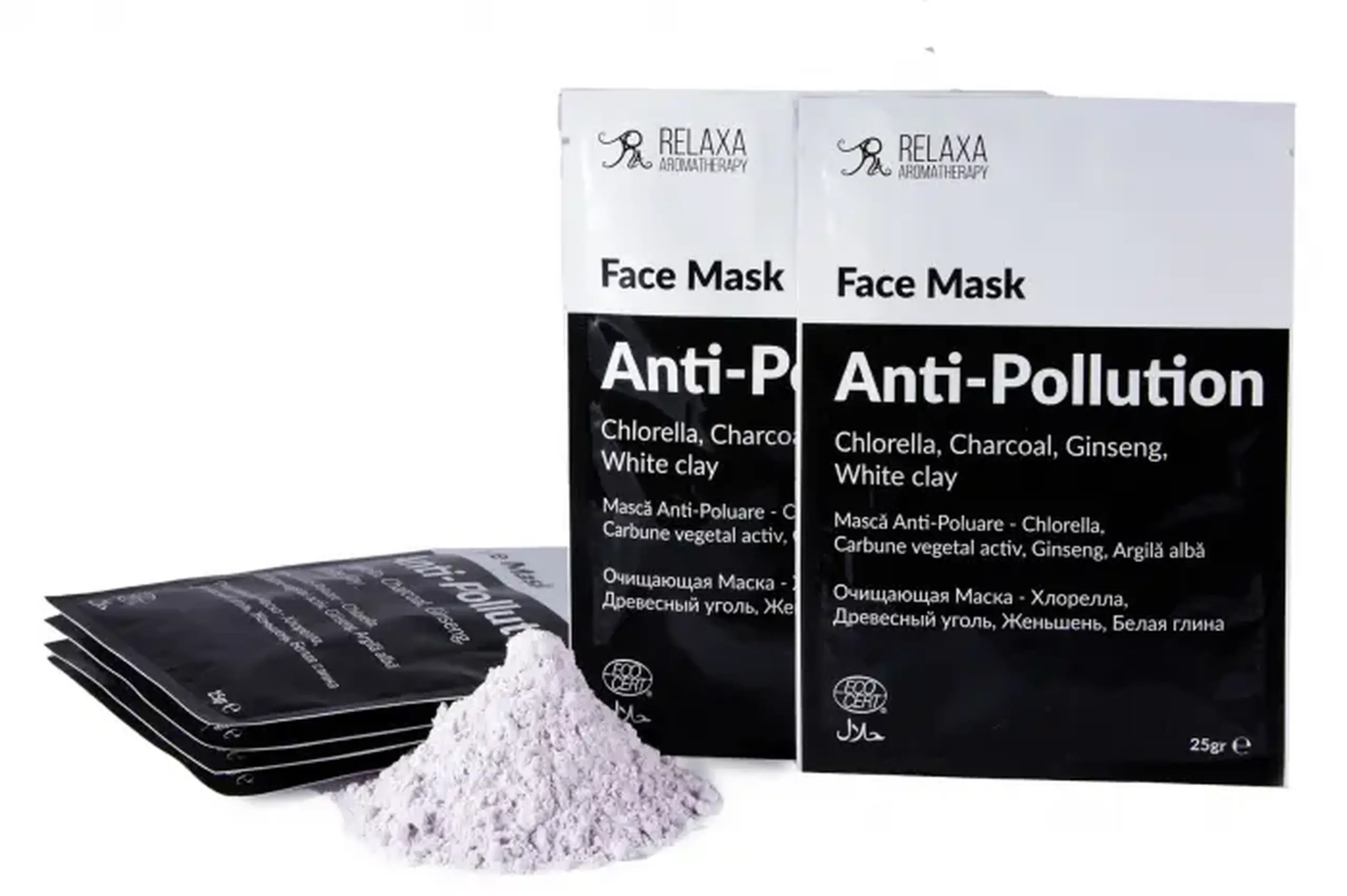 Mască alginată anti-pollution cu ginseng, chlorella și cărbune vegetal