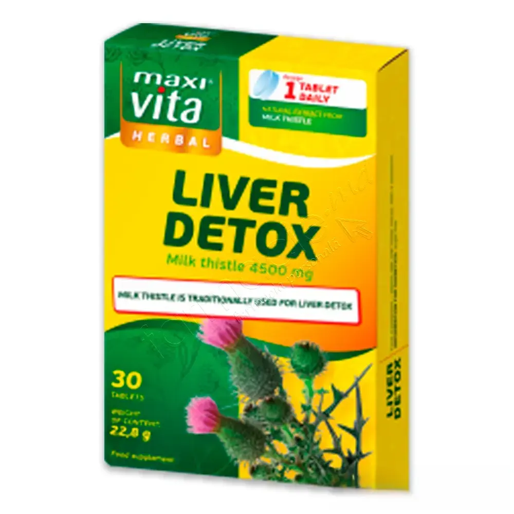 Liver Detox tab. N30 (silimarina 150mg+Vit.B complex+C+E+acid folic) MaxiVita