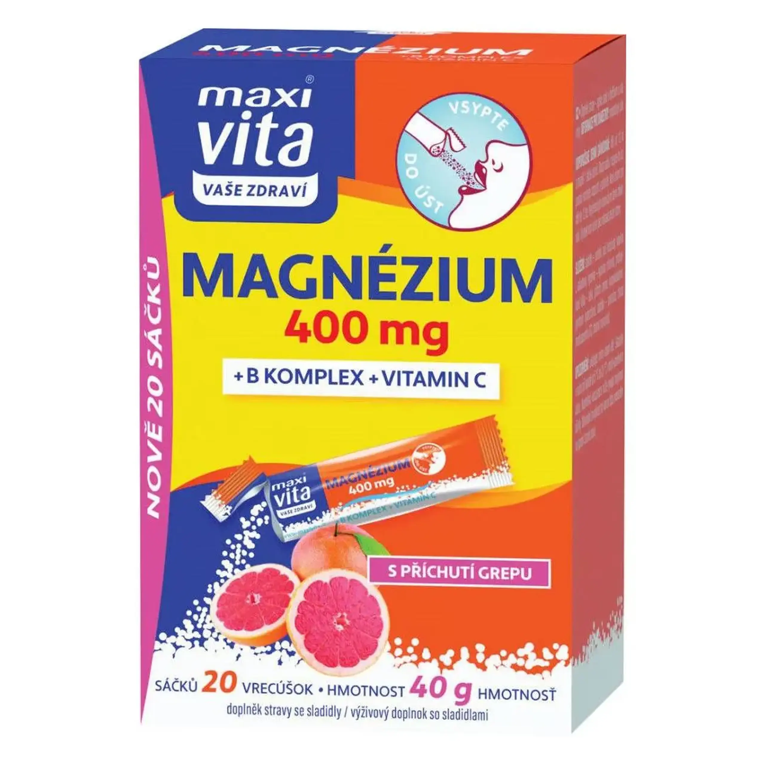 Magneziu 400mg+B complex+vit C (energie, sistem nervos) plic N20 MaxiVita