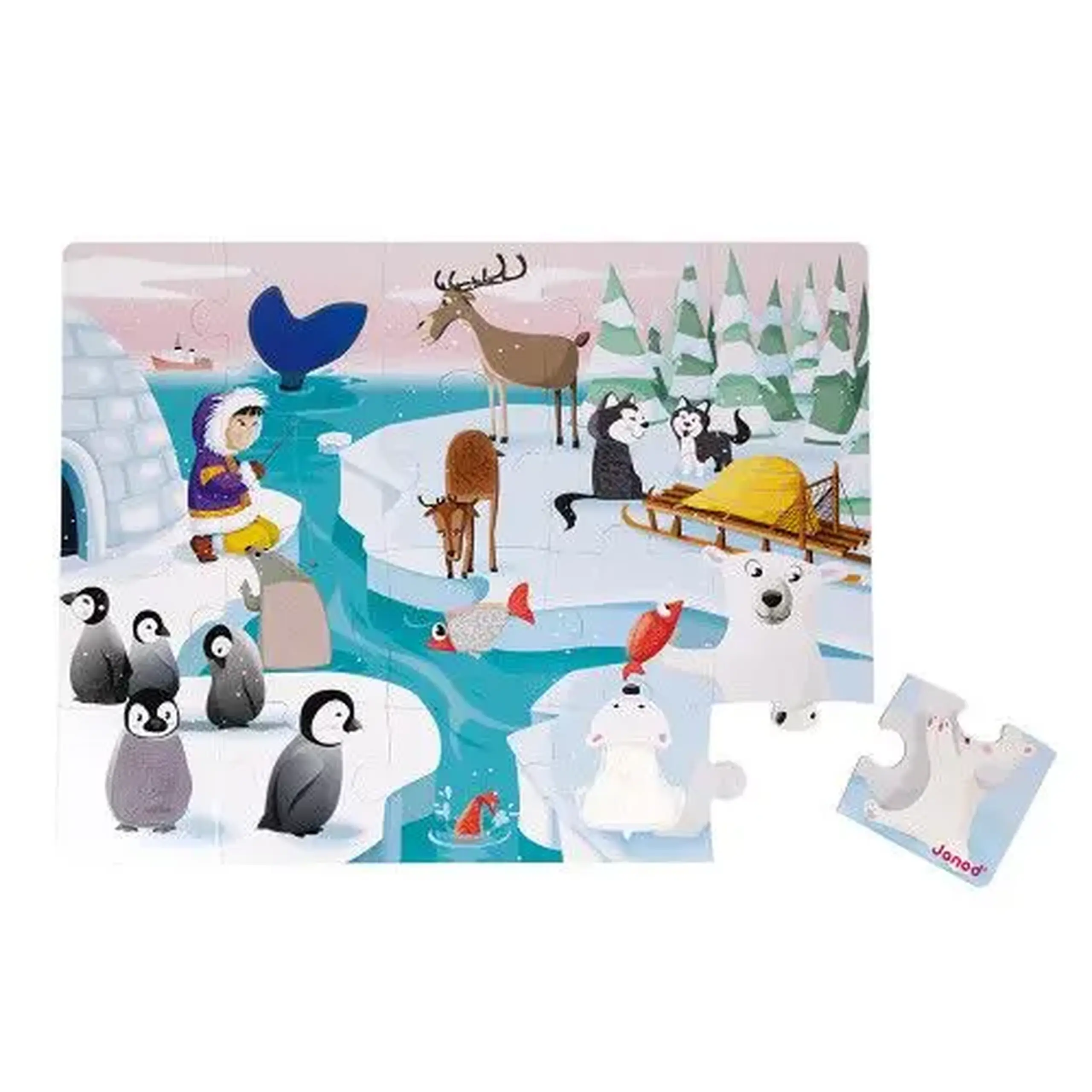 Puzzle tactil „Viața pe gheață”, 20 de piese — Janod