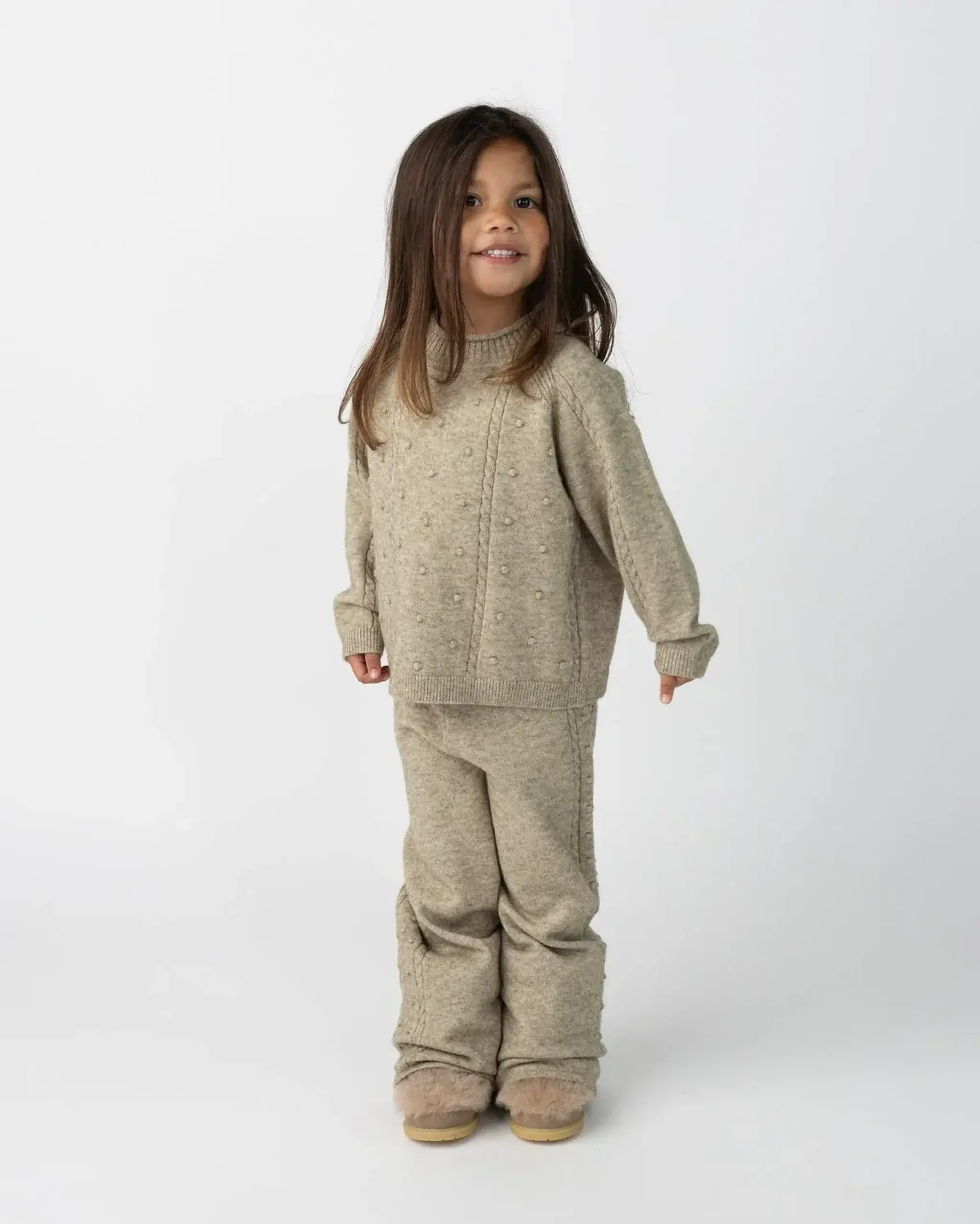 Pulover cu guler înalt Sagee, Sesame Melange — Donsje - 6-7 Y