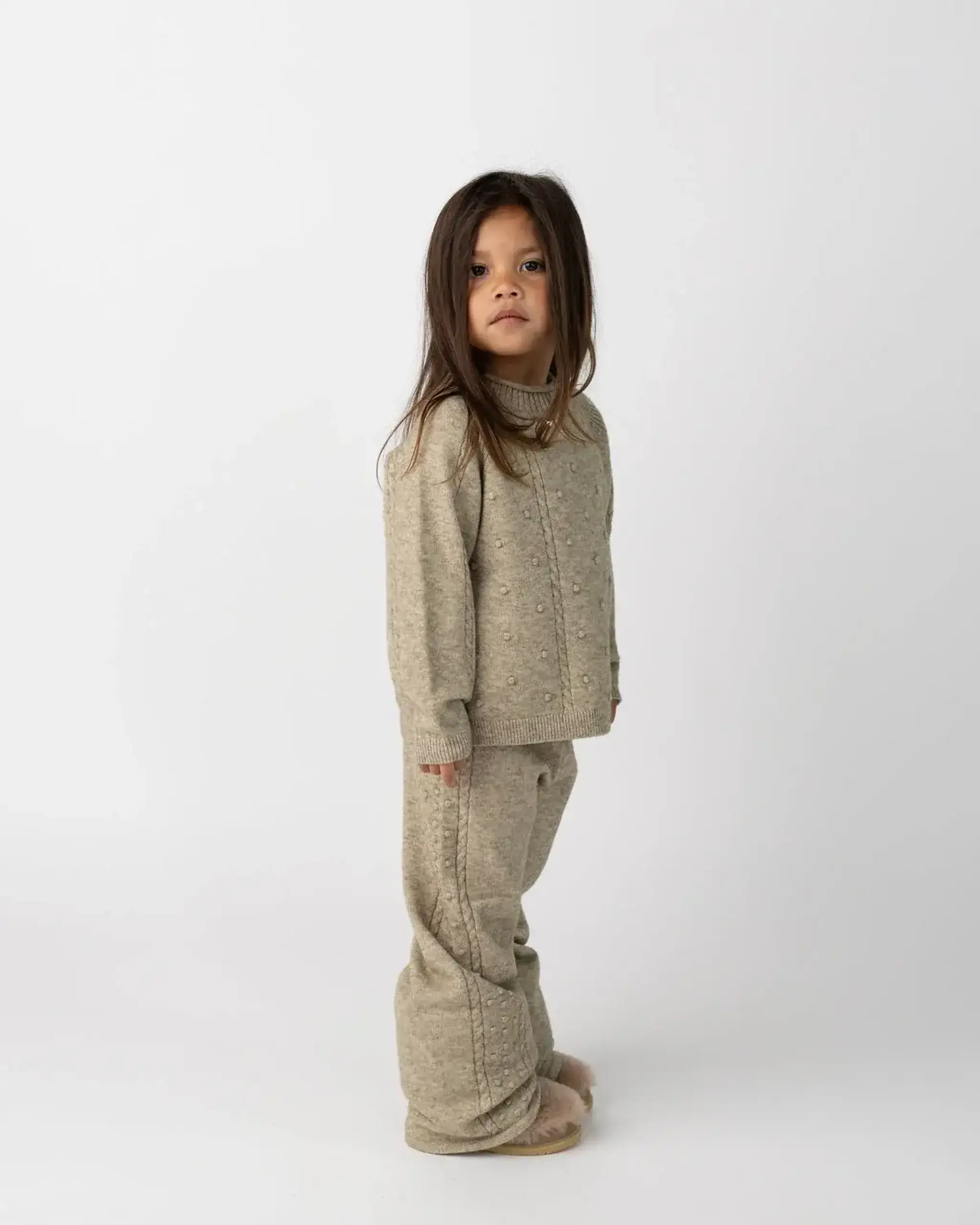 Pulover cu guler înalt Sagee, Sesame Melange — Donsje - 7-8 Y