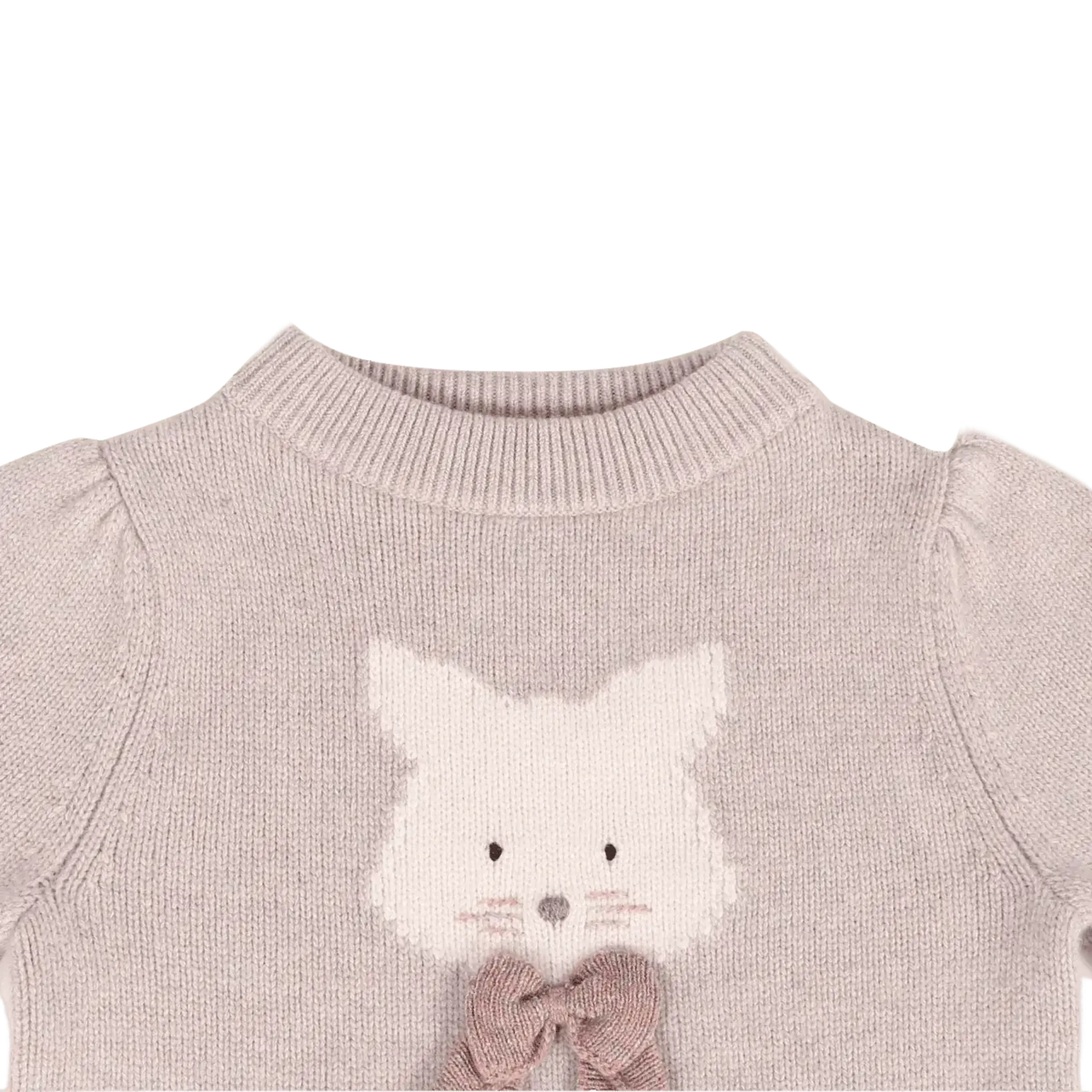 Pulover din lână merino Denna Pisică, Ash Rose Melange — Donsje - 3-4 Y