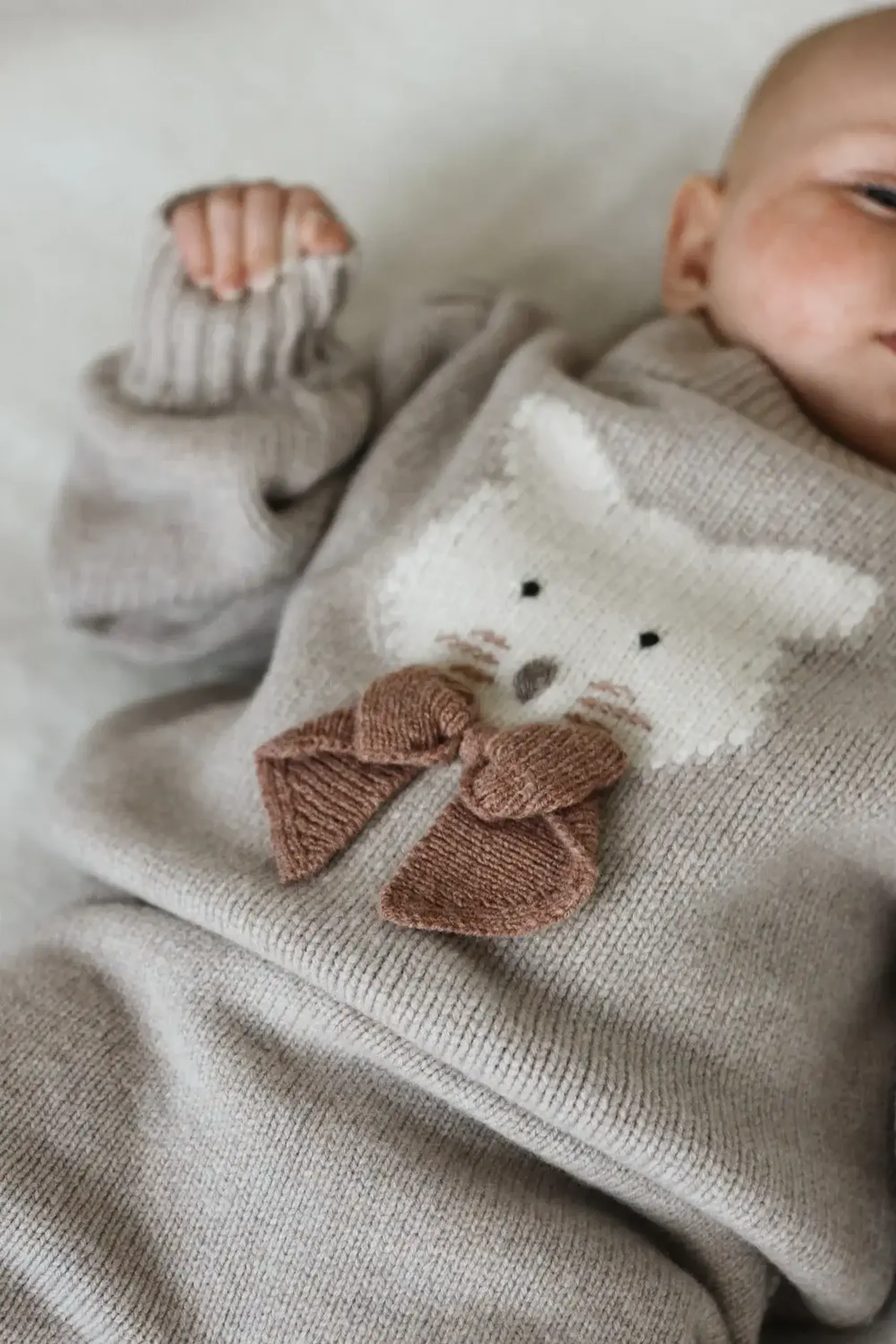 Pulover din lână merino Denna Pisică, Ash Rose Melange — Donsje - 4-5 Y