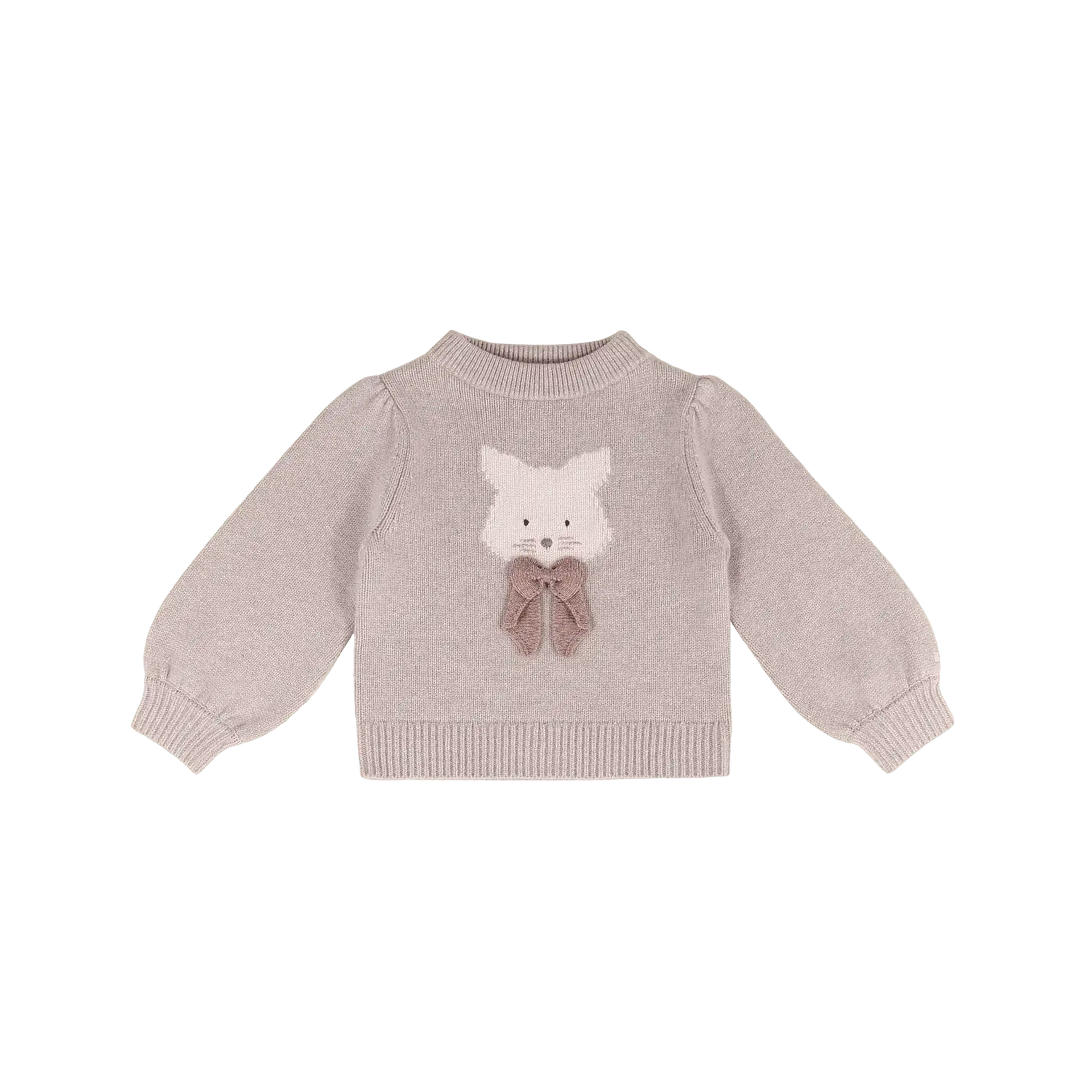 Pulover din lână merino Denna Pisică, Ash Rose Melange — Donsje - 5-6 Y