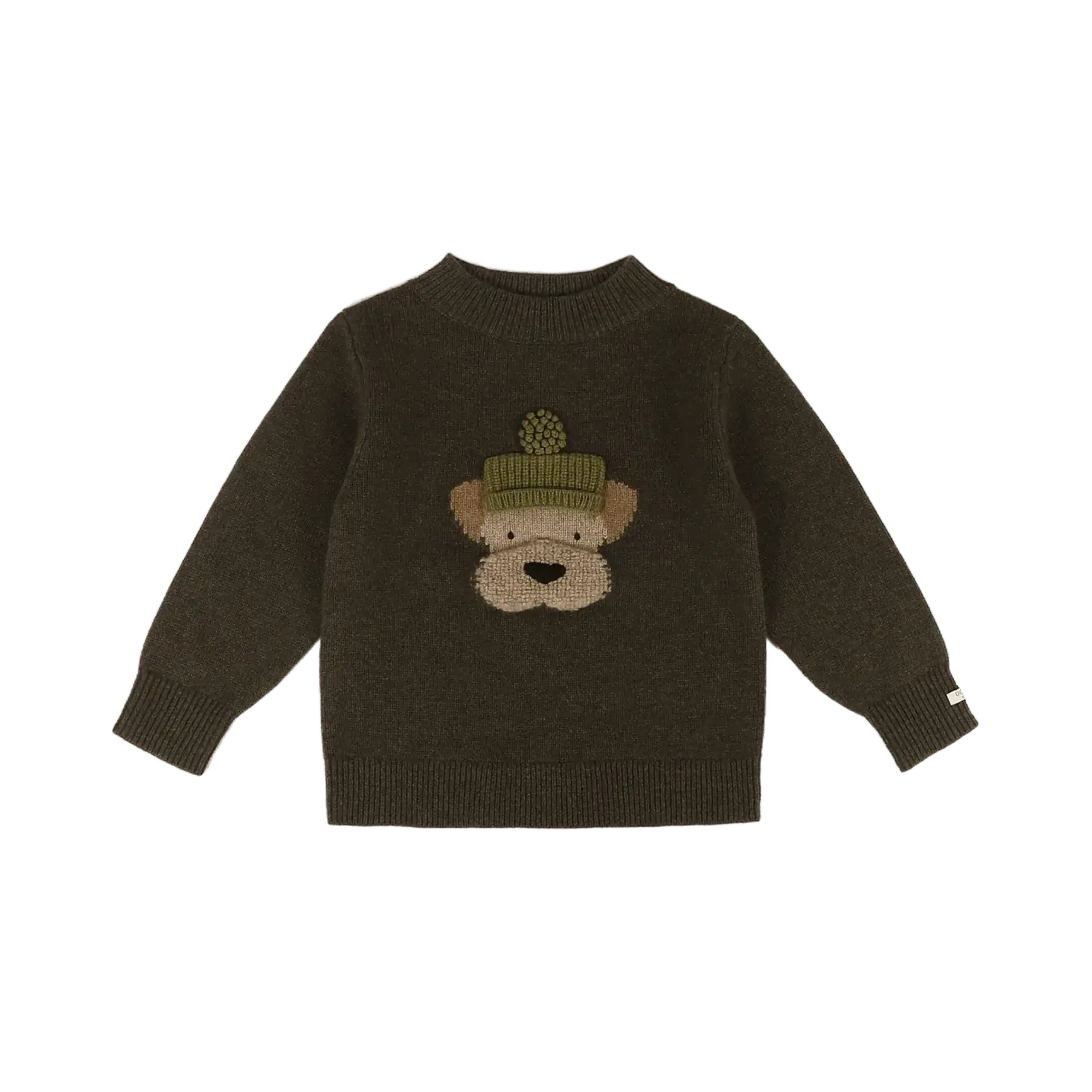 Pulover din lână merino Denn Terrier, Dark Olive — Donsje - 4-5 Y