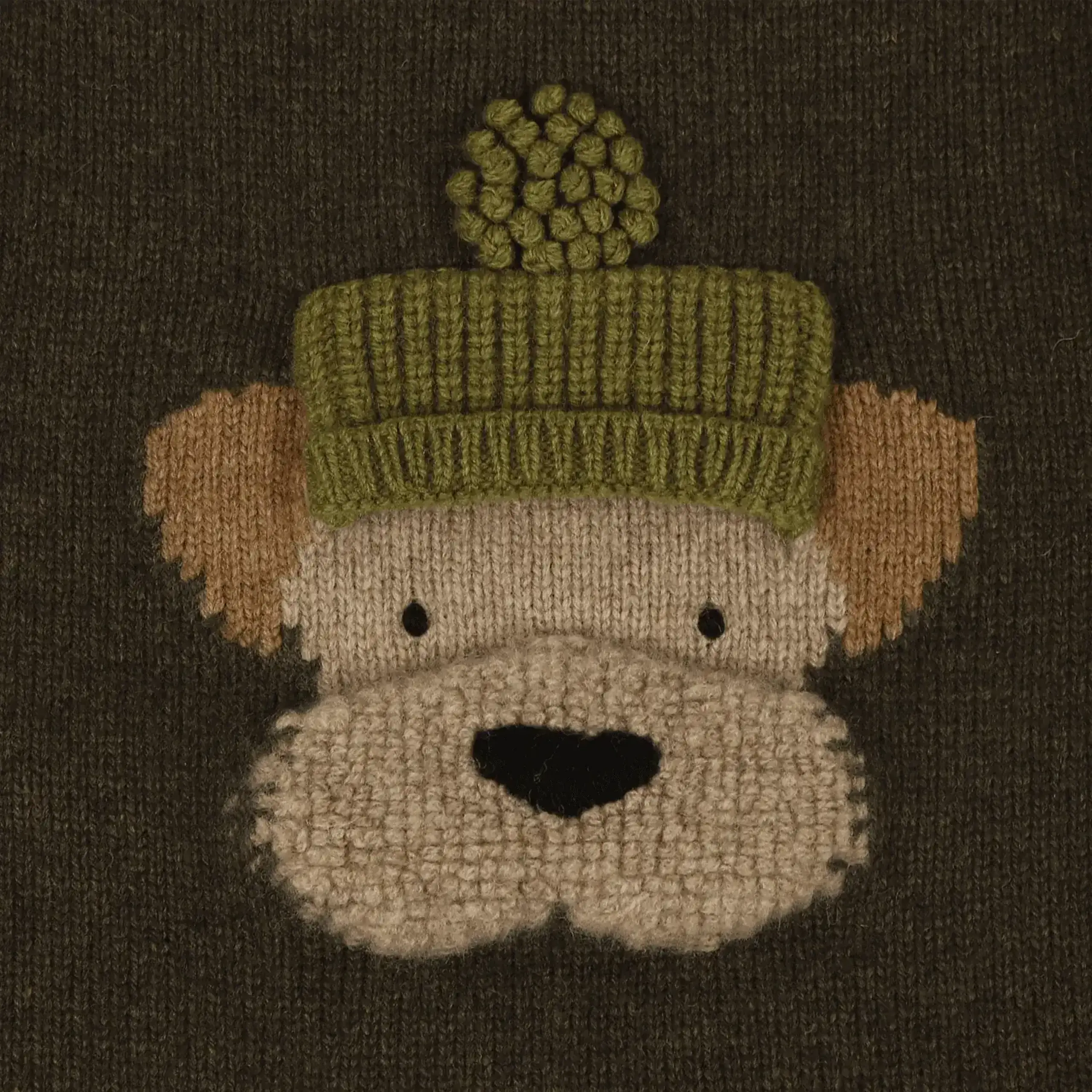 Pulover din lână merino Denn Terrier, Dark Olive — Donsje - 4-5 Y