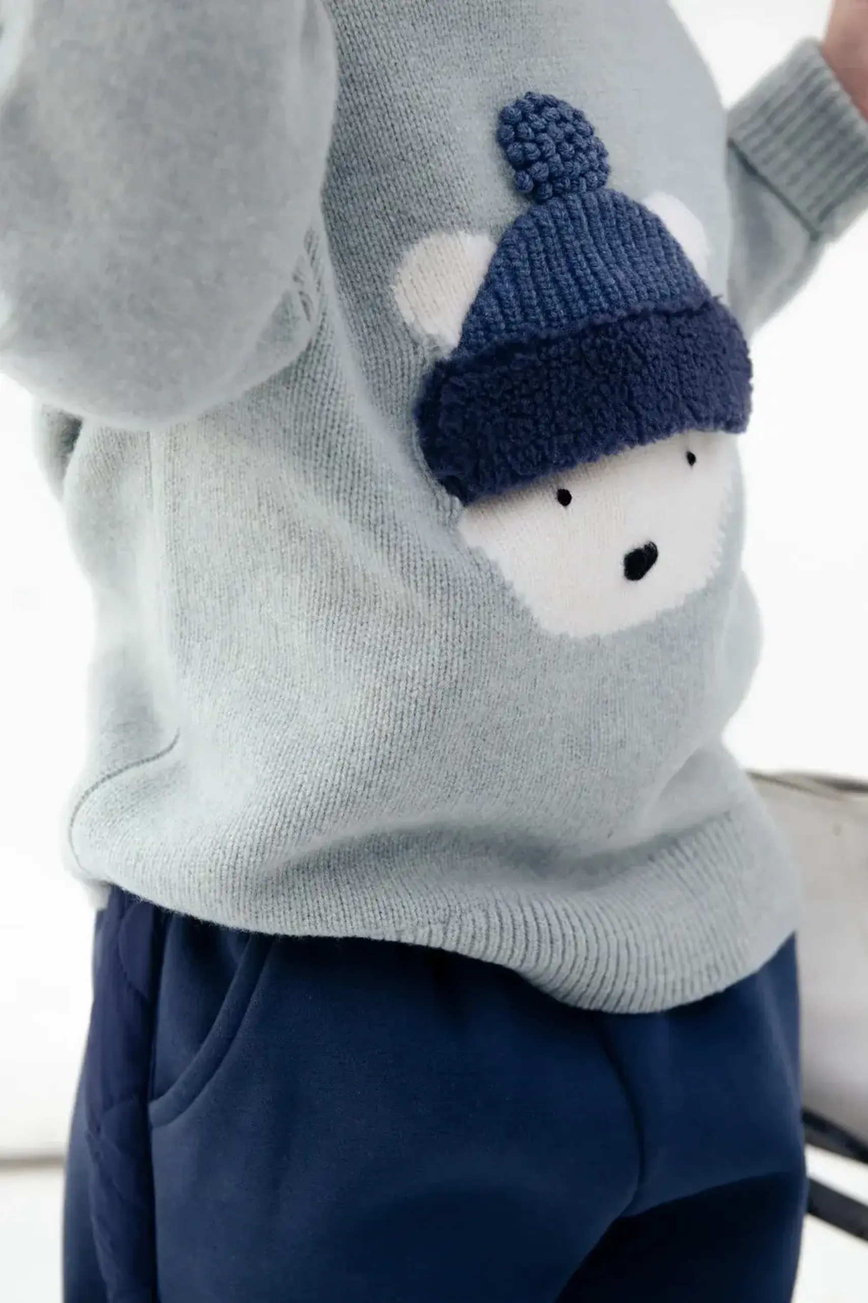 Pulover din lână merino Denn Urs polar, Cloud Blue Melange — Donsje - 4-5 Y