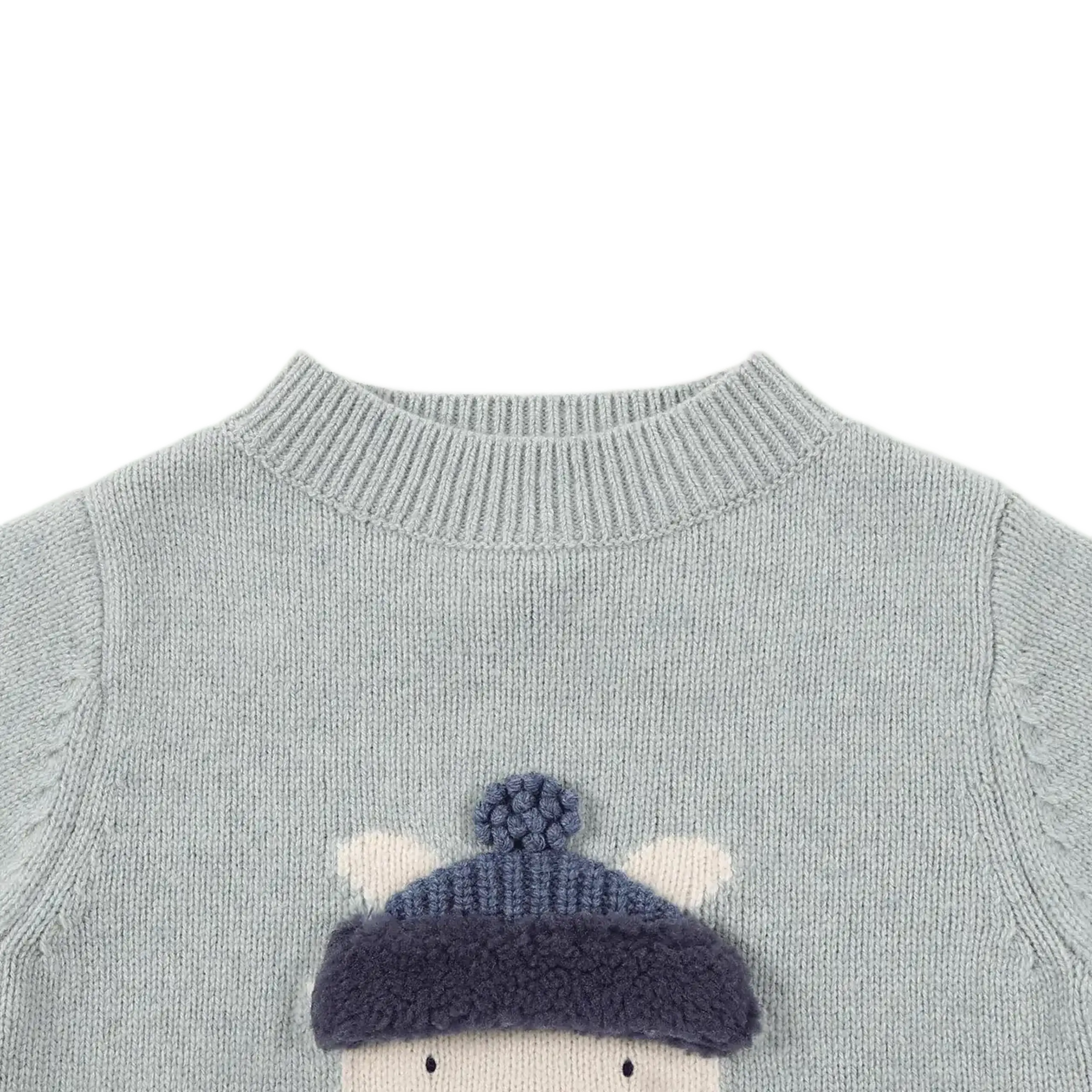 Pulover din lână merino Denn Urs polar, Cloud Blue Melange — Donsje - 5-6 Y