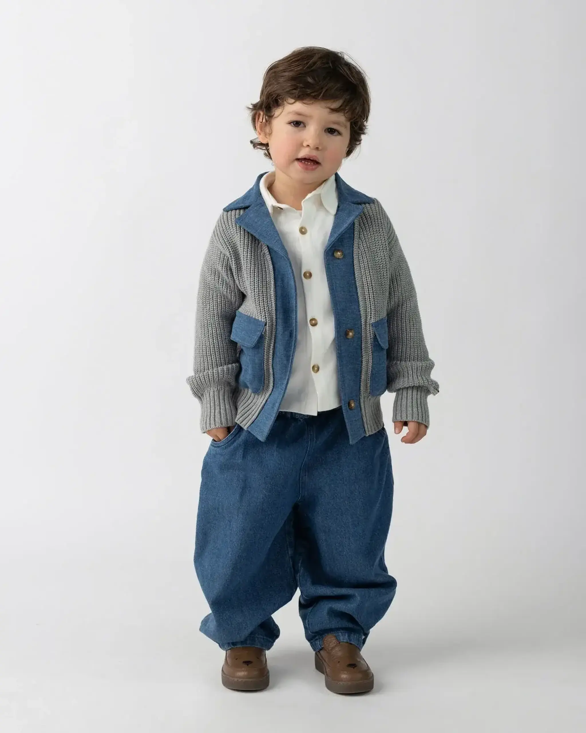 Pantaloni Dinotje, Vintage Blue — Donsje - 6-7 Y