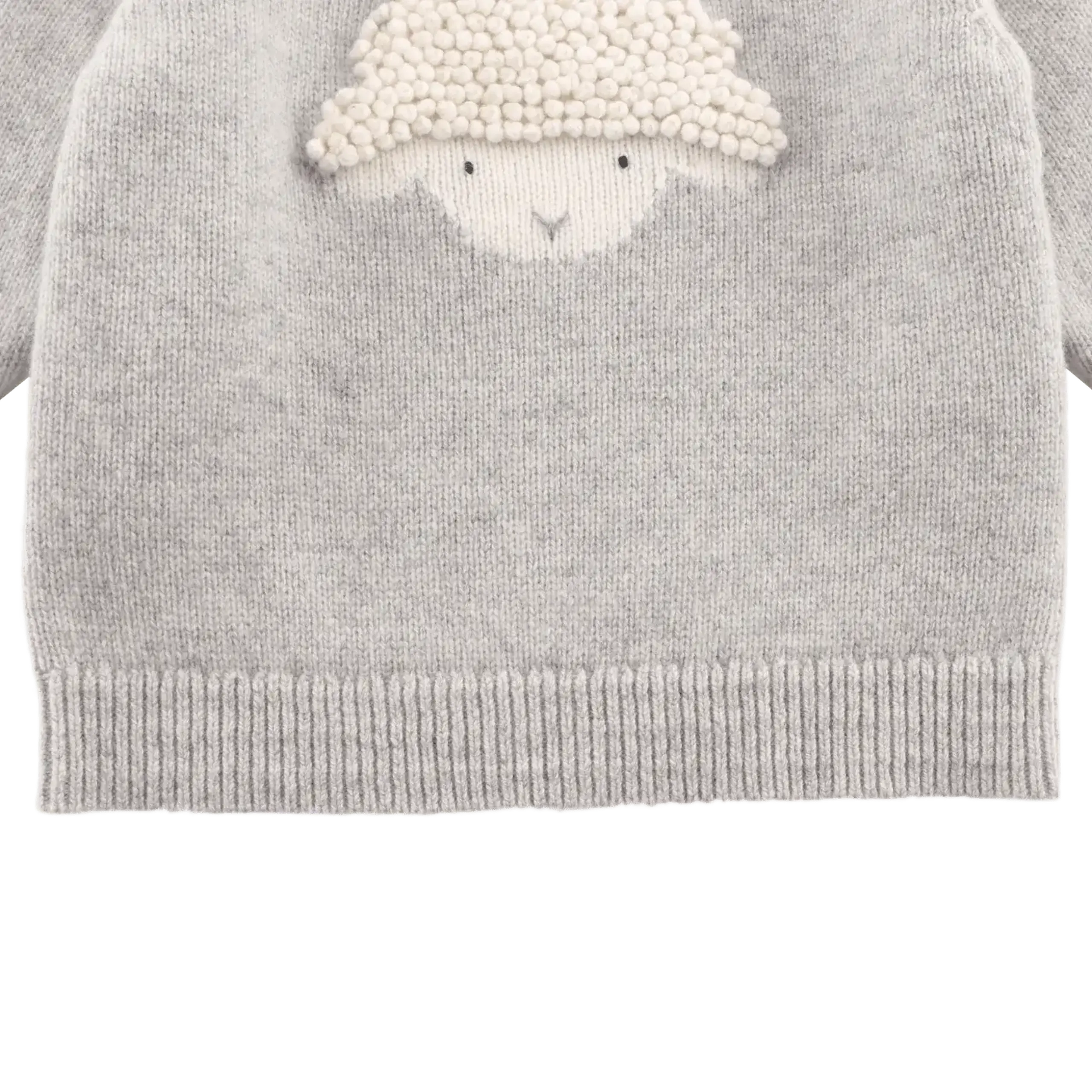 Pulover din lână merino Denn Mielușel, Soft Grey Melange — Donsje - 7-8 Y
