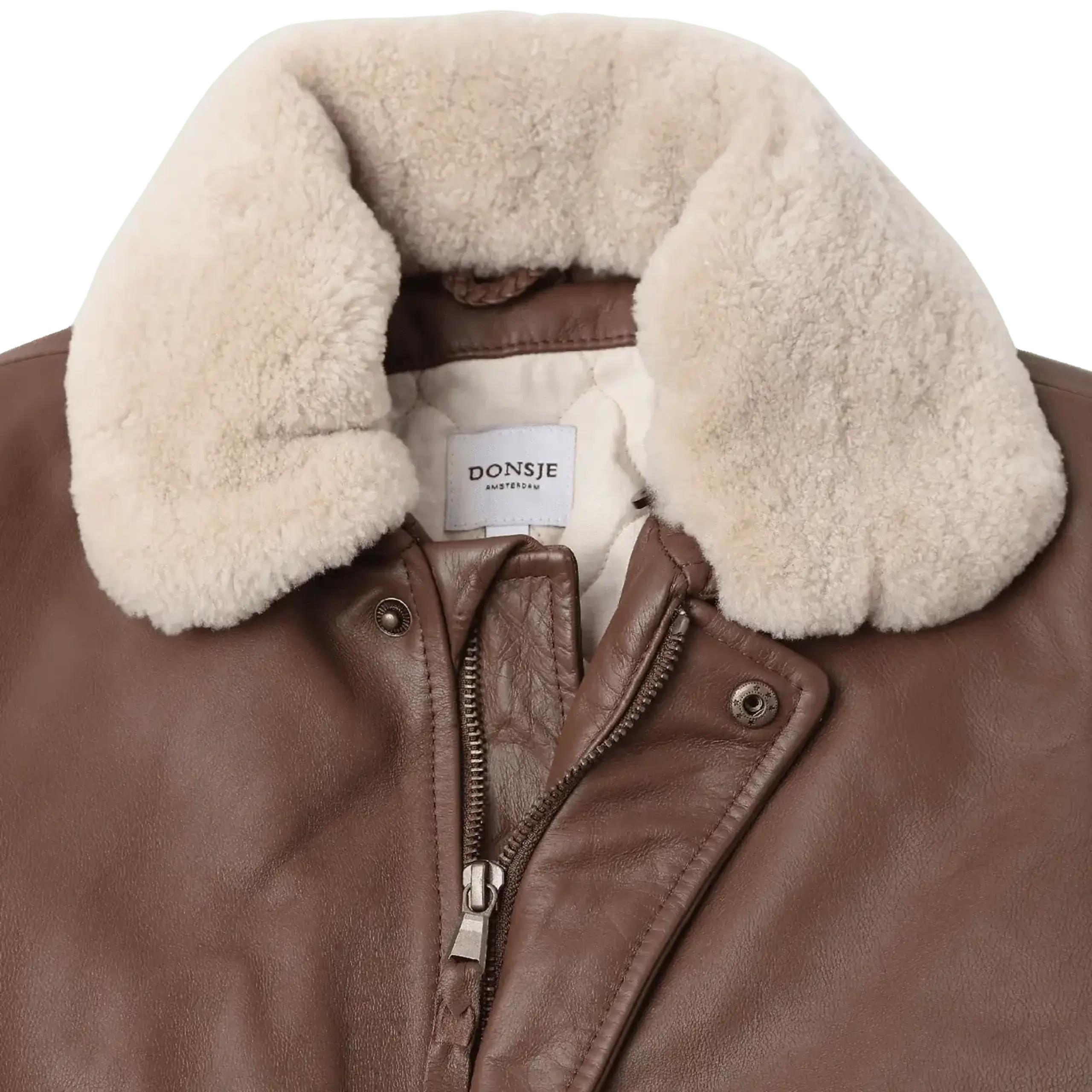 Jachetă din piele Yuki Urs, Cognac Leather — Donsje - 5-6 Y