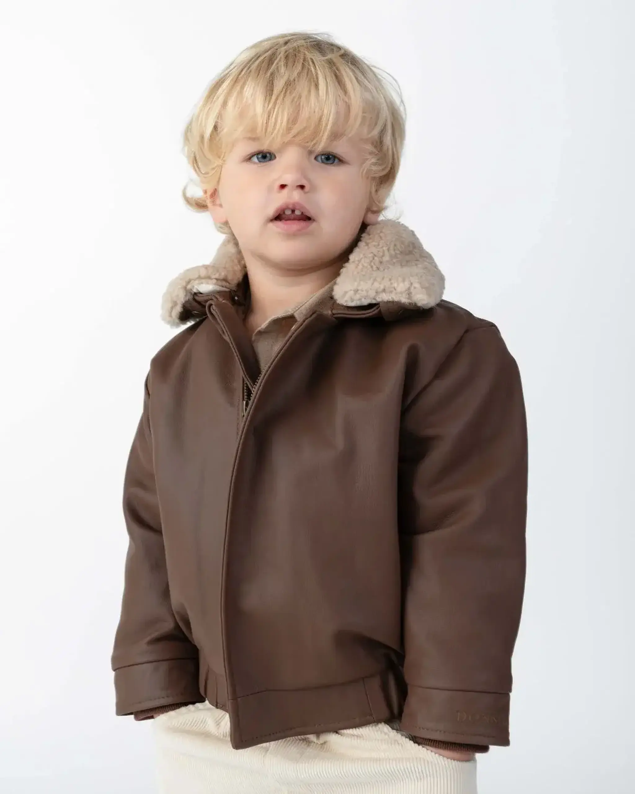 Jachetă din piele Yuki Urs, Cognac Leather — Donsje - 6-7 Y
