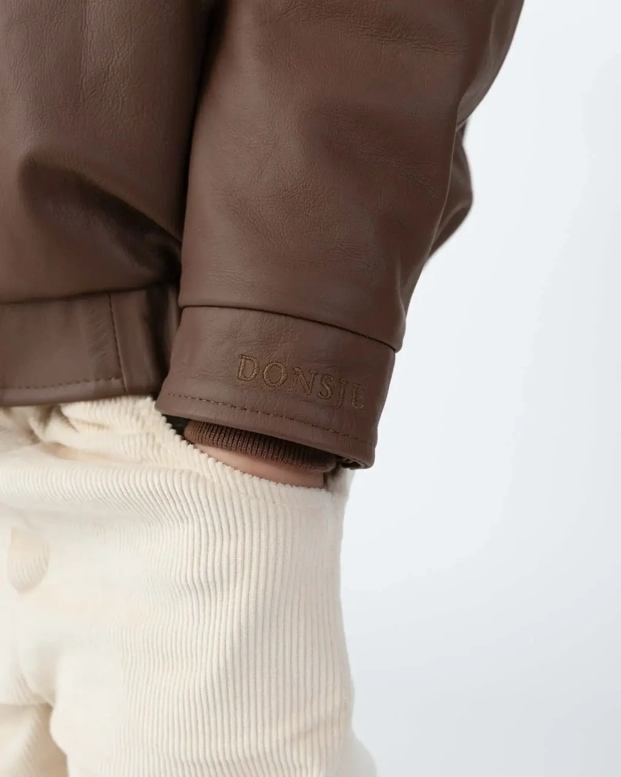 Jachetă din piele Yuki Urs, Cognac Leather — Donsje - 6-7 Y