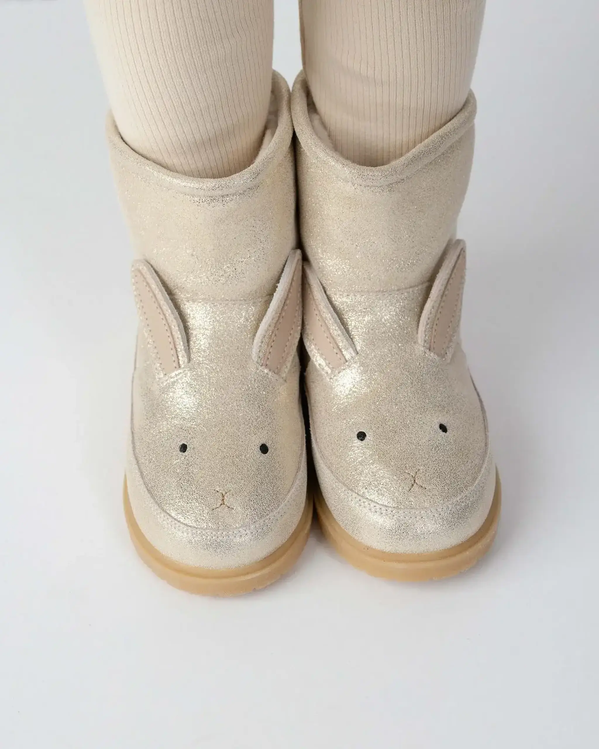 Ghete Xelly Iepuraș, Silver Metallic Leather — Donsje - 28