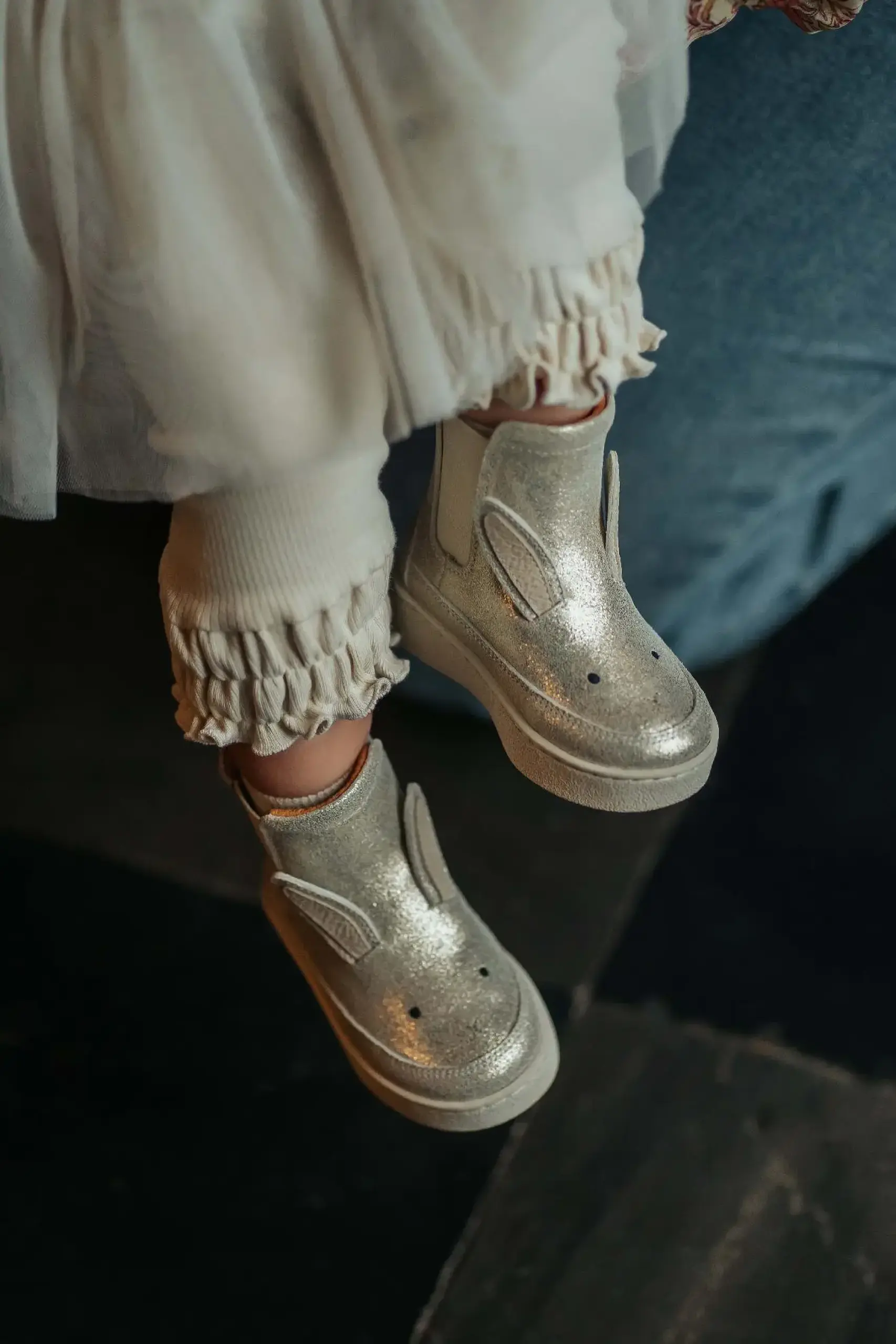 Ghete Kheera Iepuraș, Silver Metallic Leather — Donsje - 22