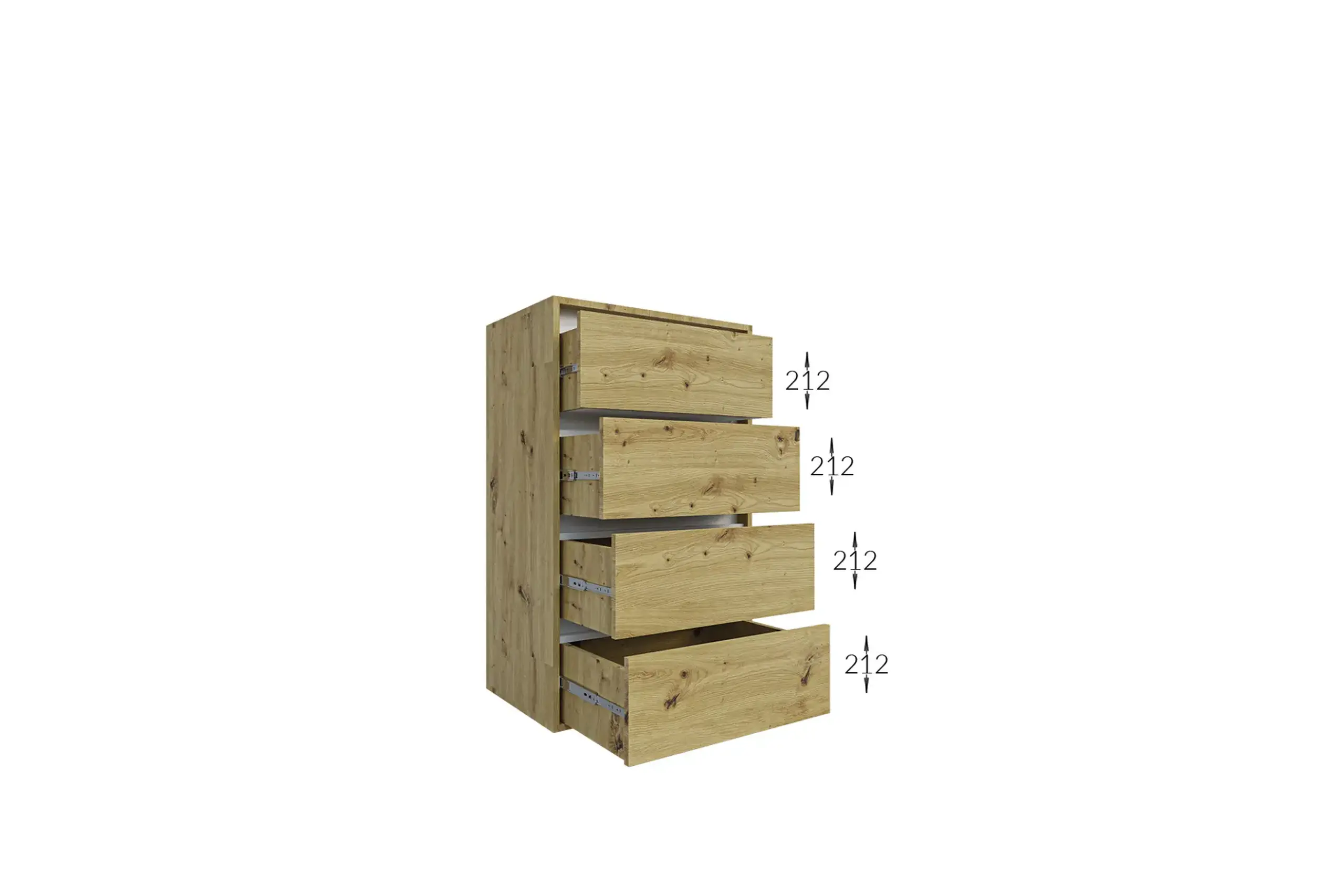 Comoda 4home Ideea K, 60x100x42 cm, 4 sertare, Stejar Kraft Gri/Satin