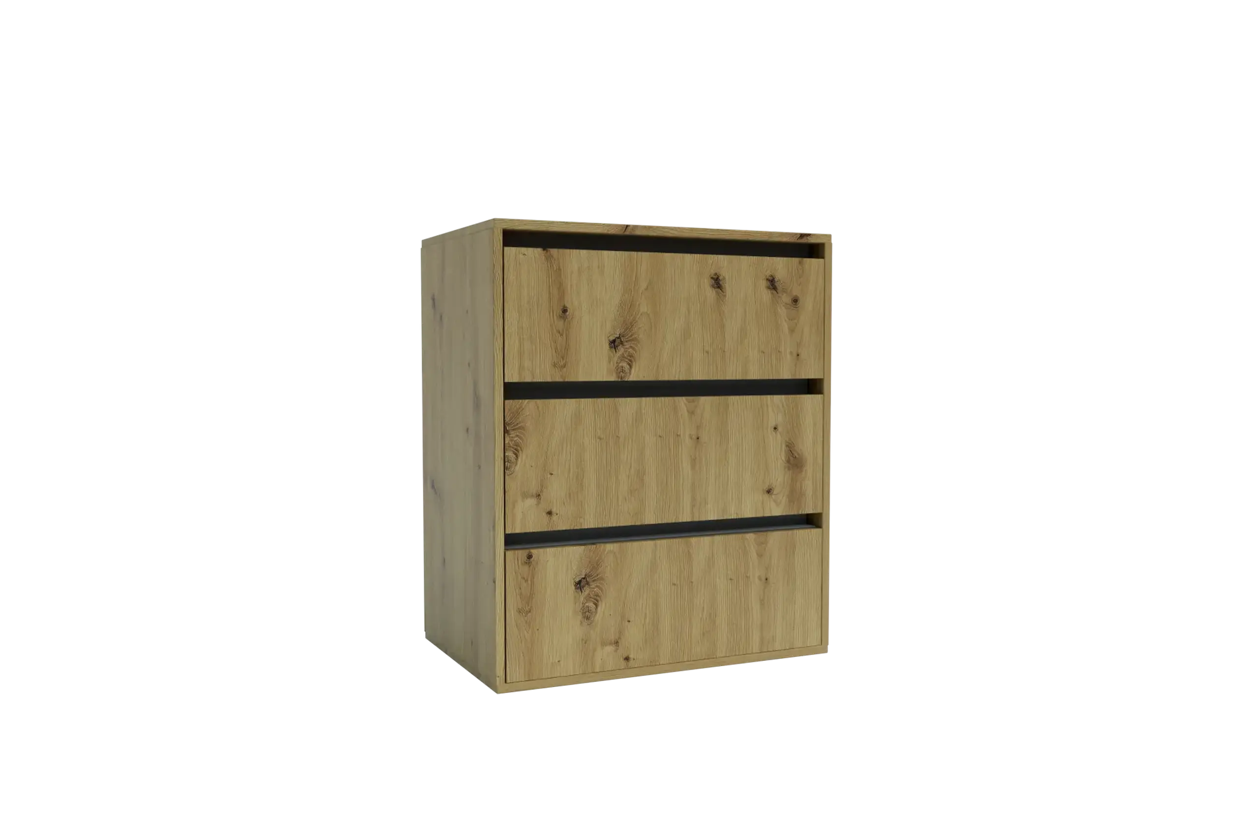 Comoda 4home Ideea K, 76x60x42 cm, 3 sertare, Stejar Artizanal/Gri Grafit