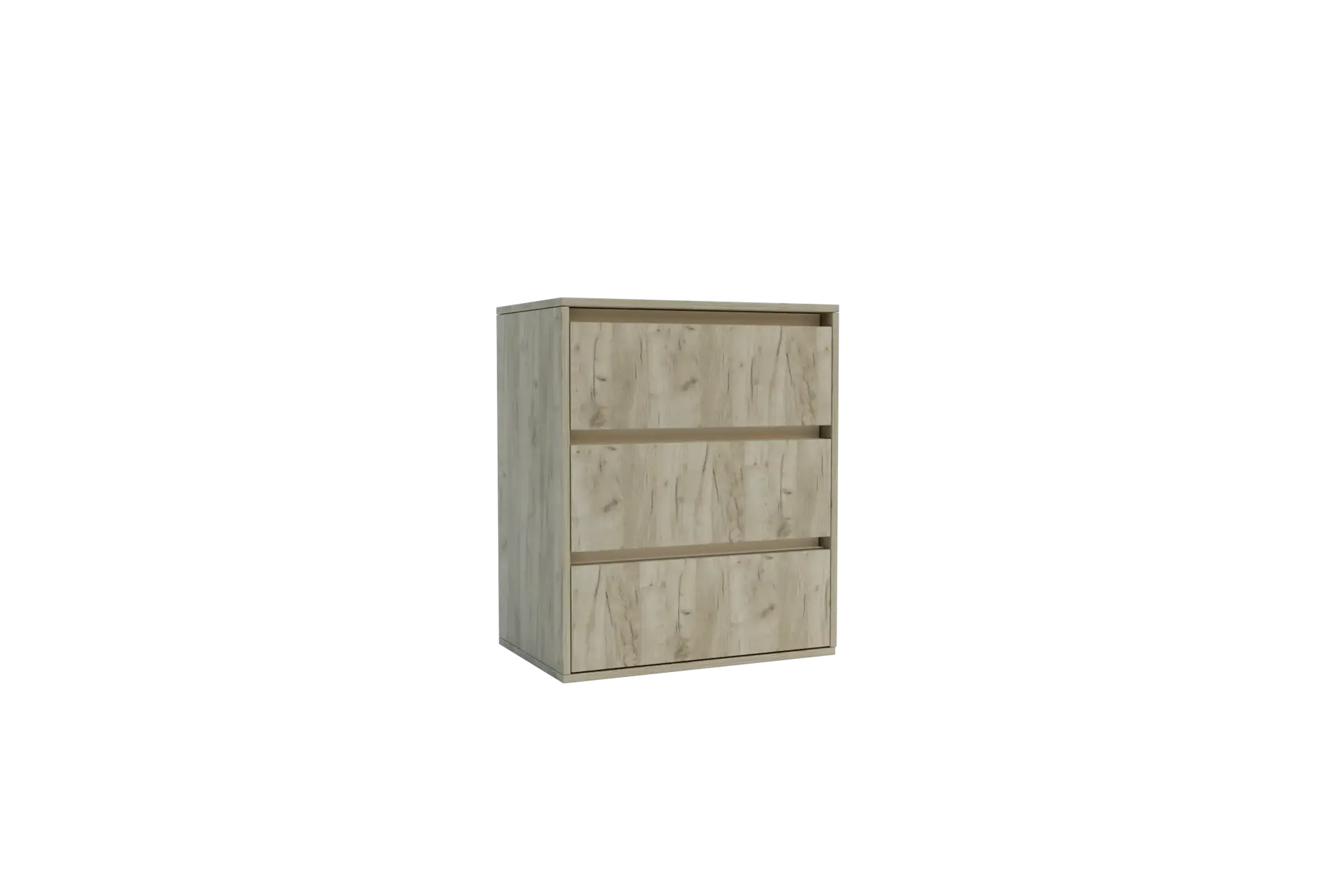 Comoda 4home Ideea K, 76x60x42 cm, 3 sertare, Stejar Kraft Gri/Satin