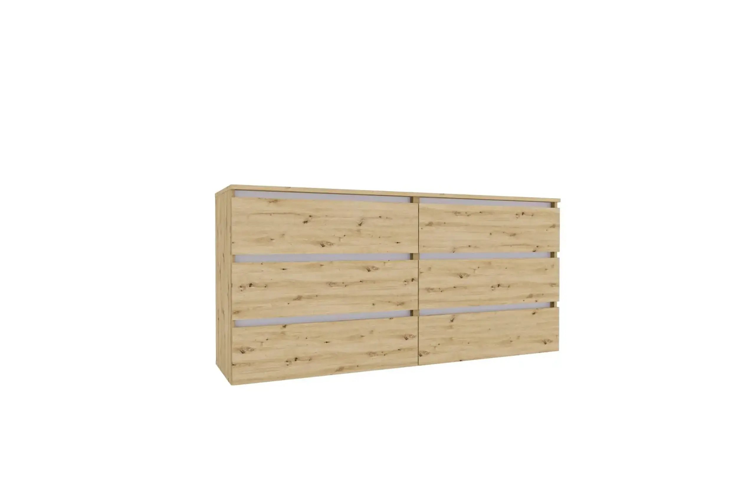 Comoda 4home Ideea K, 76x180x42 cm, 6 sertare, Stejar Artizanal/Nimfea Alba