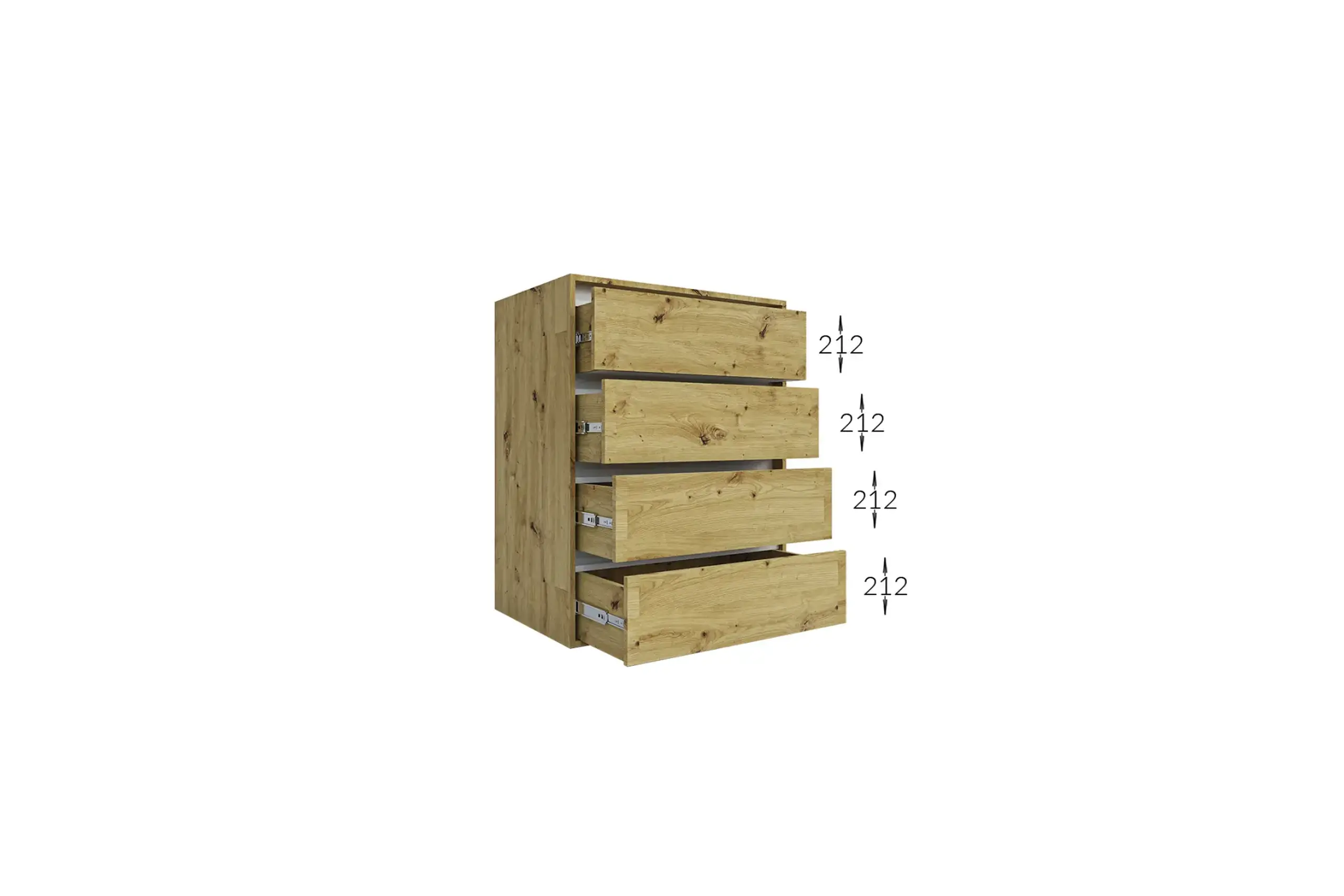 Comoda 4home Ideea K, 76x180x42 cm, 6 sertare, Stejar Artizanal/Nimfea Alba