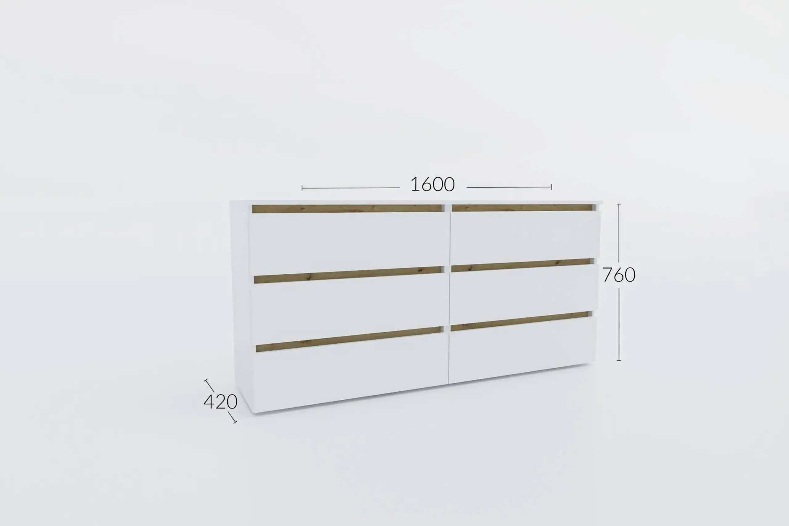 Comoda 4home Ideea K, 76x160x42 cm, 6 sertare, Stejar Artizanal/Nimfea Alba