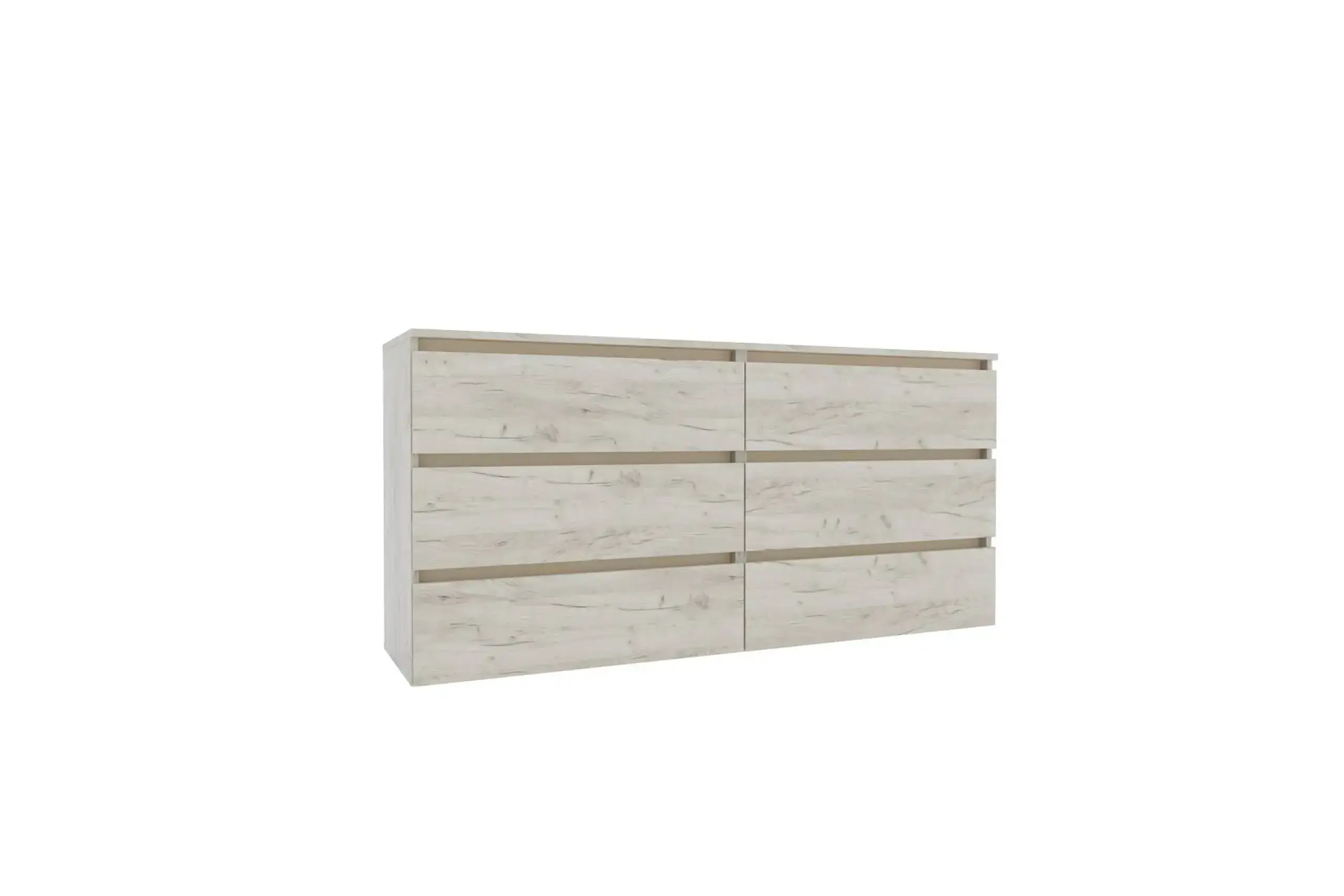 Comoda 4home Ideea K, 76x160x42 cm, 6 sertare, Stejar Kraft Gri/Satin