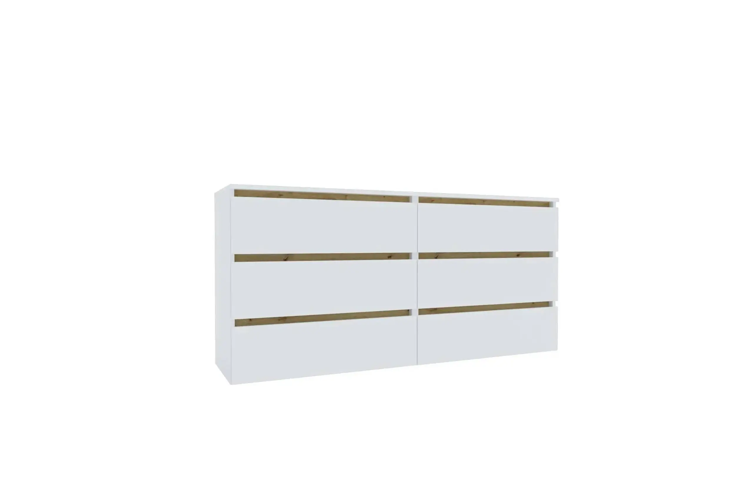 Comoda 4home Ideea K, 76x160x42 cm, 6 sertare, Nimfea Alba/Stejar Artizanal