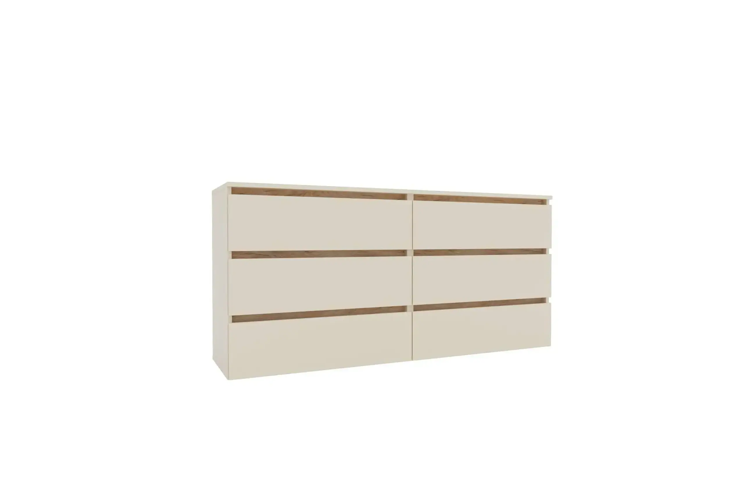 Comoda 4home Ideea K, 76x160x42 cm, 6 sertare, Satin/Stejar Kraft Auriu