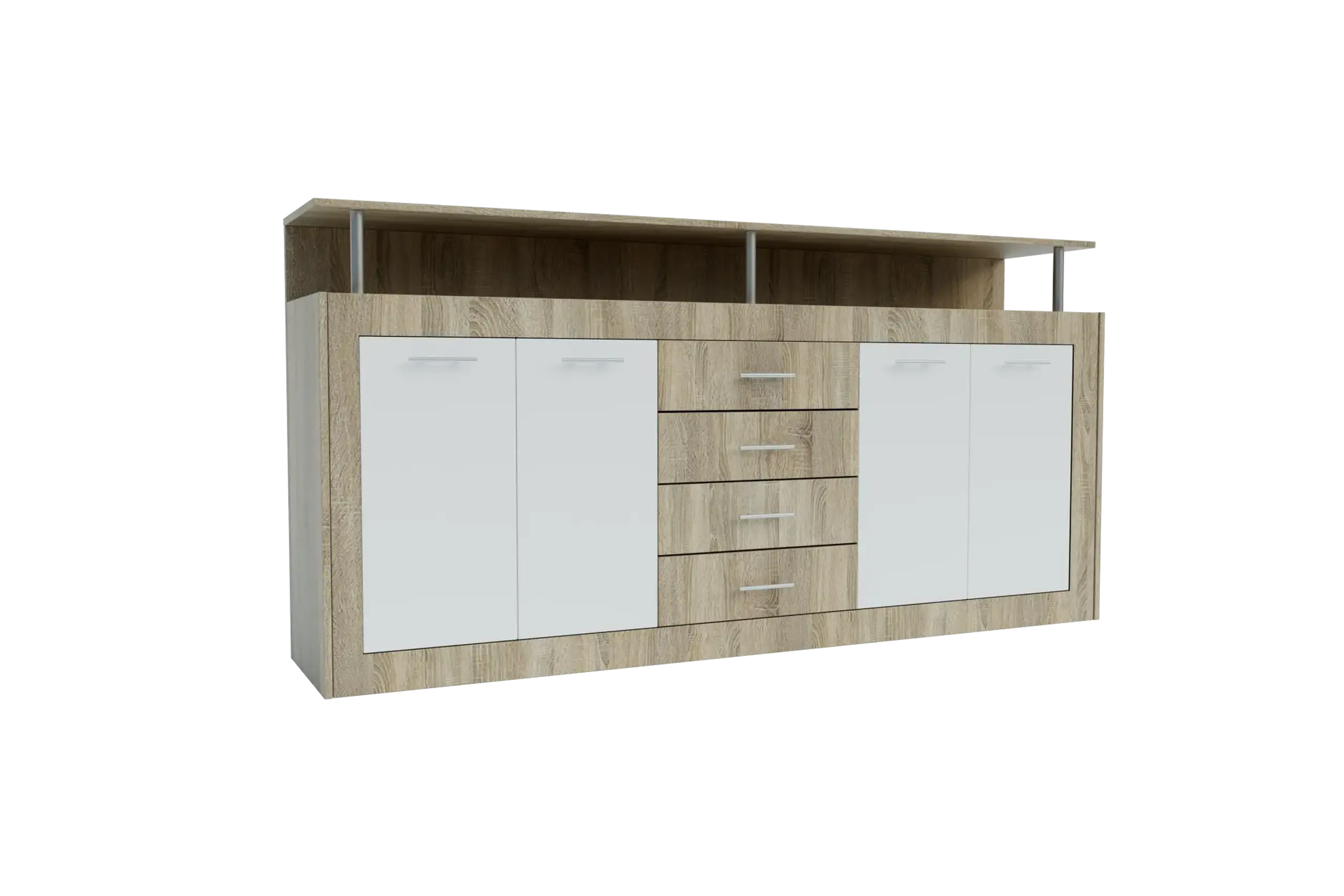 Comoda 4home Praga, 195x97x37 cm, Stejar Sonoma/Nimfea Alba