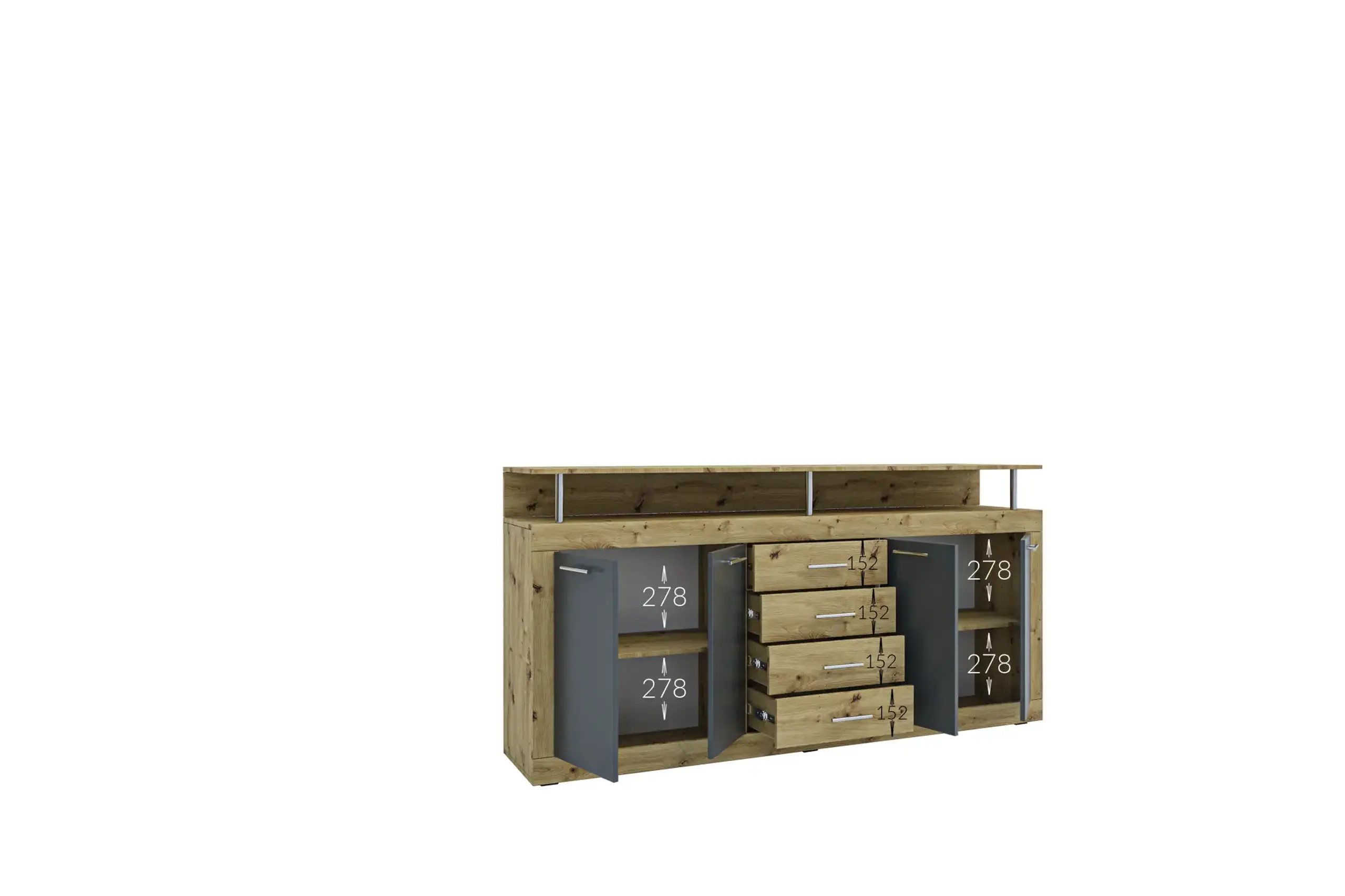 Comoda 4home Praga, 195x97x37 cm, Stejar Sonoma/Nimfea Alba