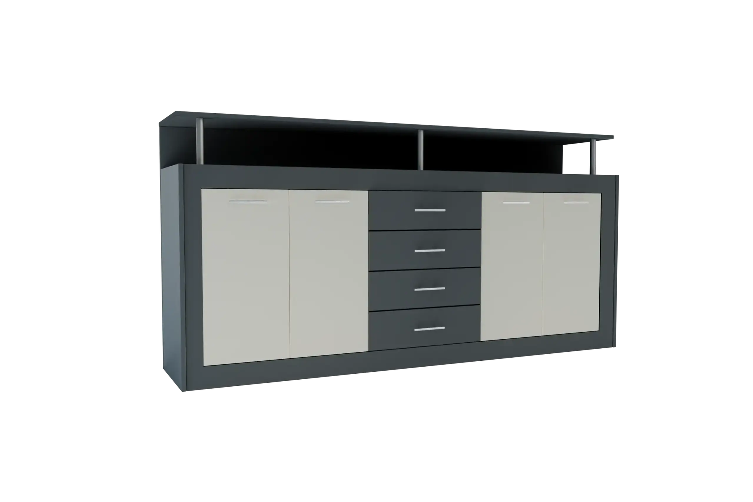 Comoda 4home Praga, 195x97x37 cm, Gri Grafit/Satin