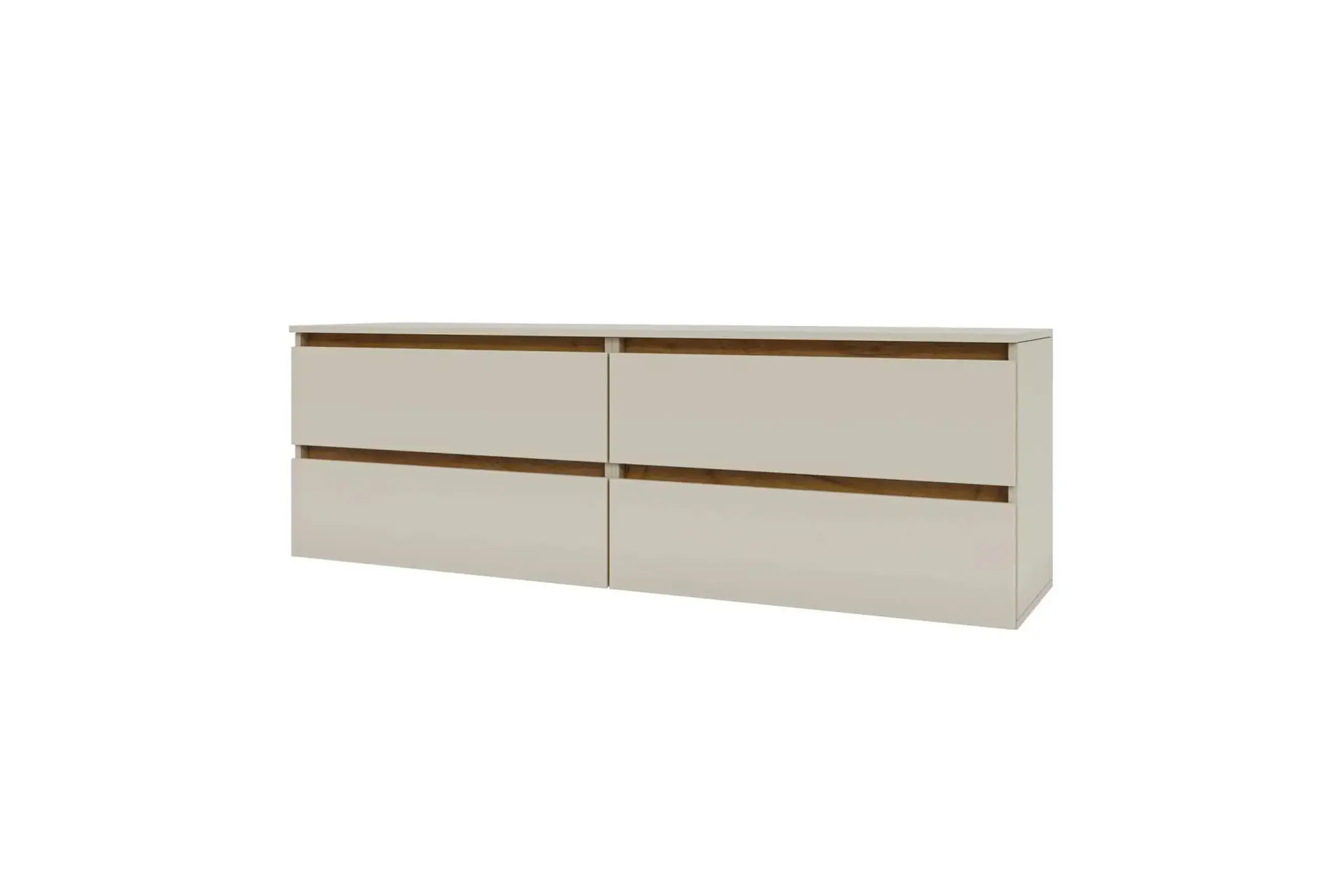 Comoda TV 4home Ideea, 52x160 cm, 2x2 sertare, Satin/Stejar Kraft Auriu