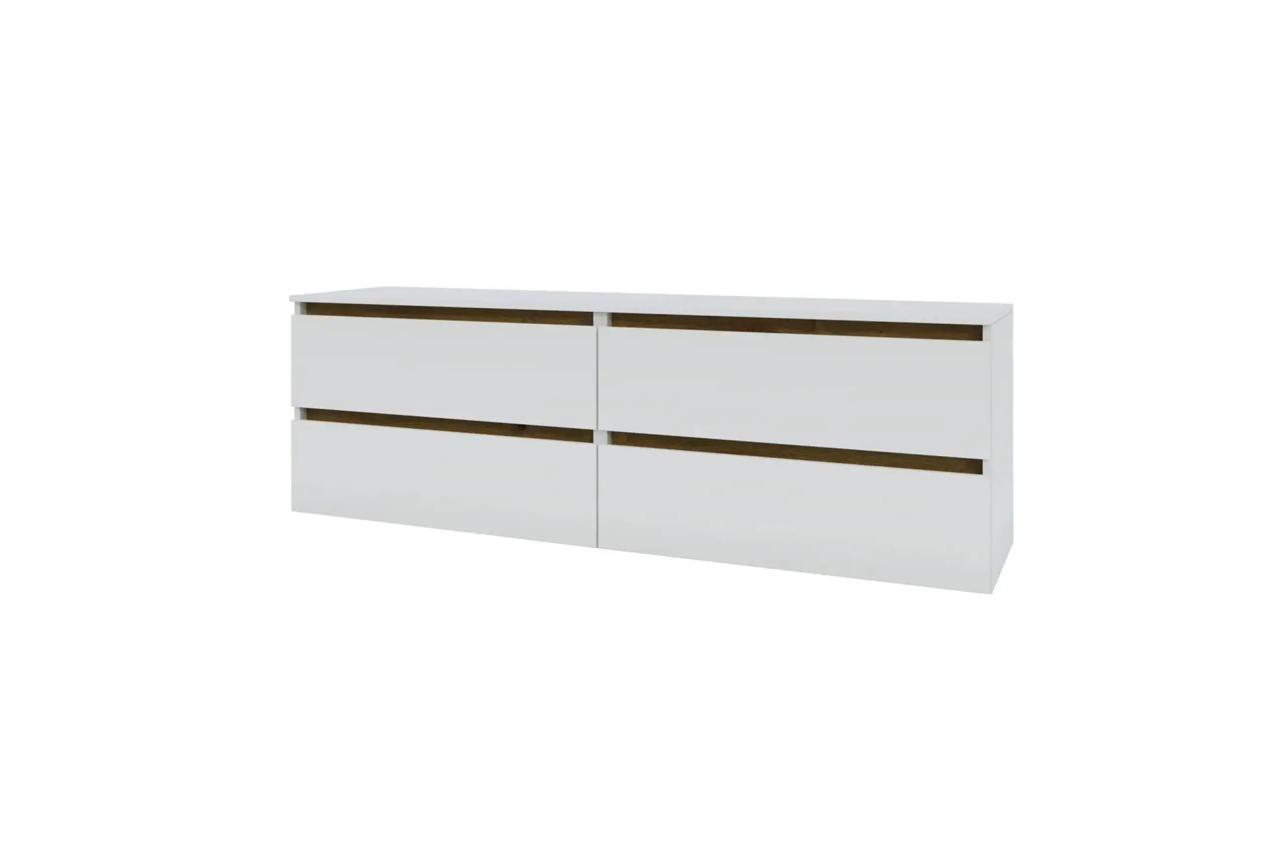 Comoda TV 4home Ideea, 52x160 cm, 2x2 sertare, Nimfea Alba/Stejar Artizanal