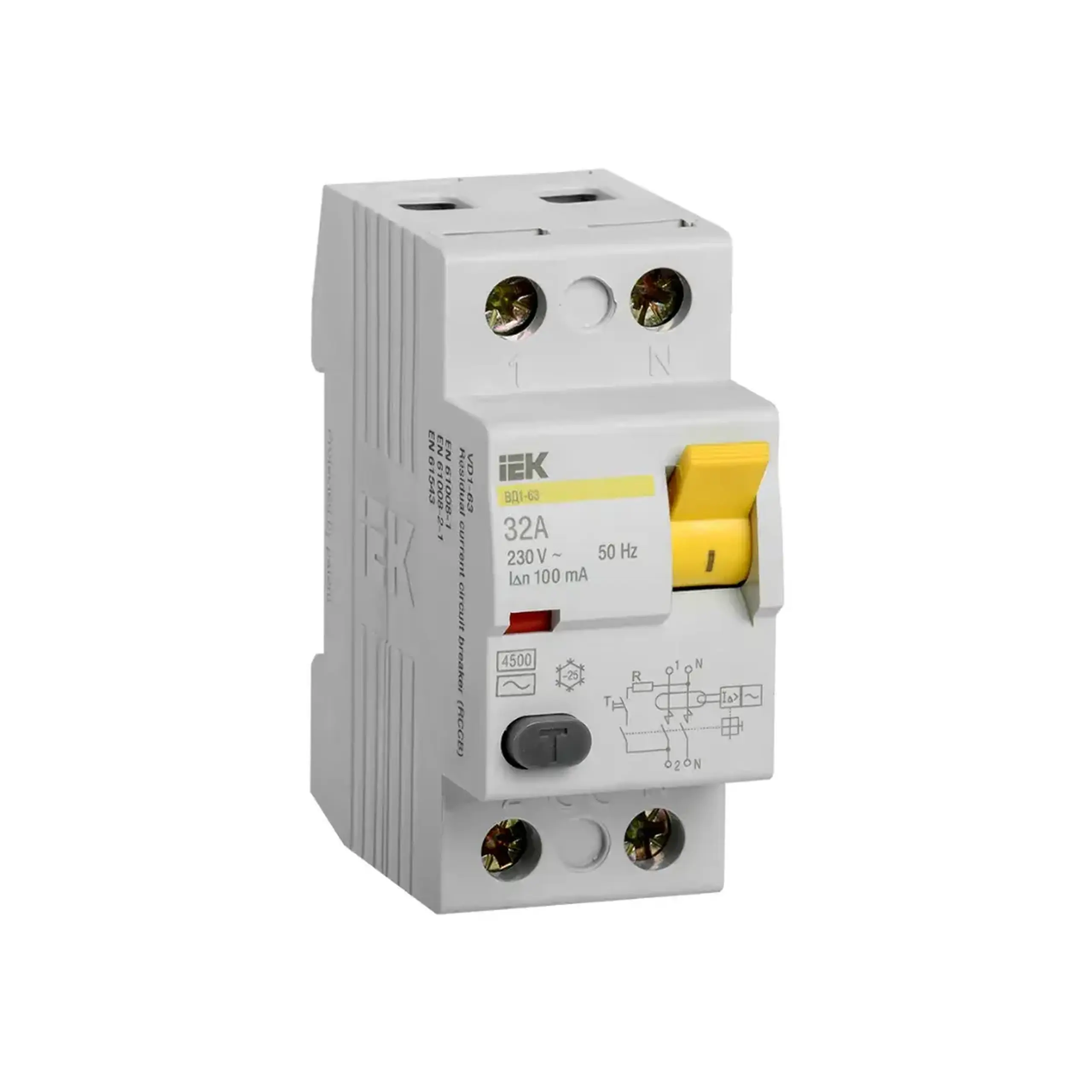 Întreruptor diferențial UZO VD1-63 10 mA 16 A 2P 220 - 240 V IEK - 32 A (A) 100 mA