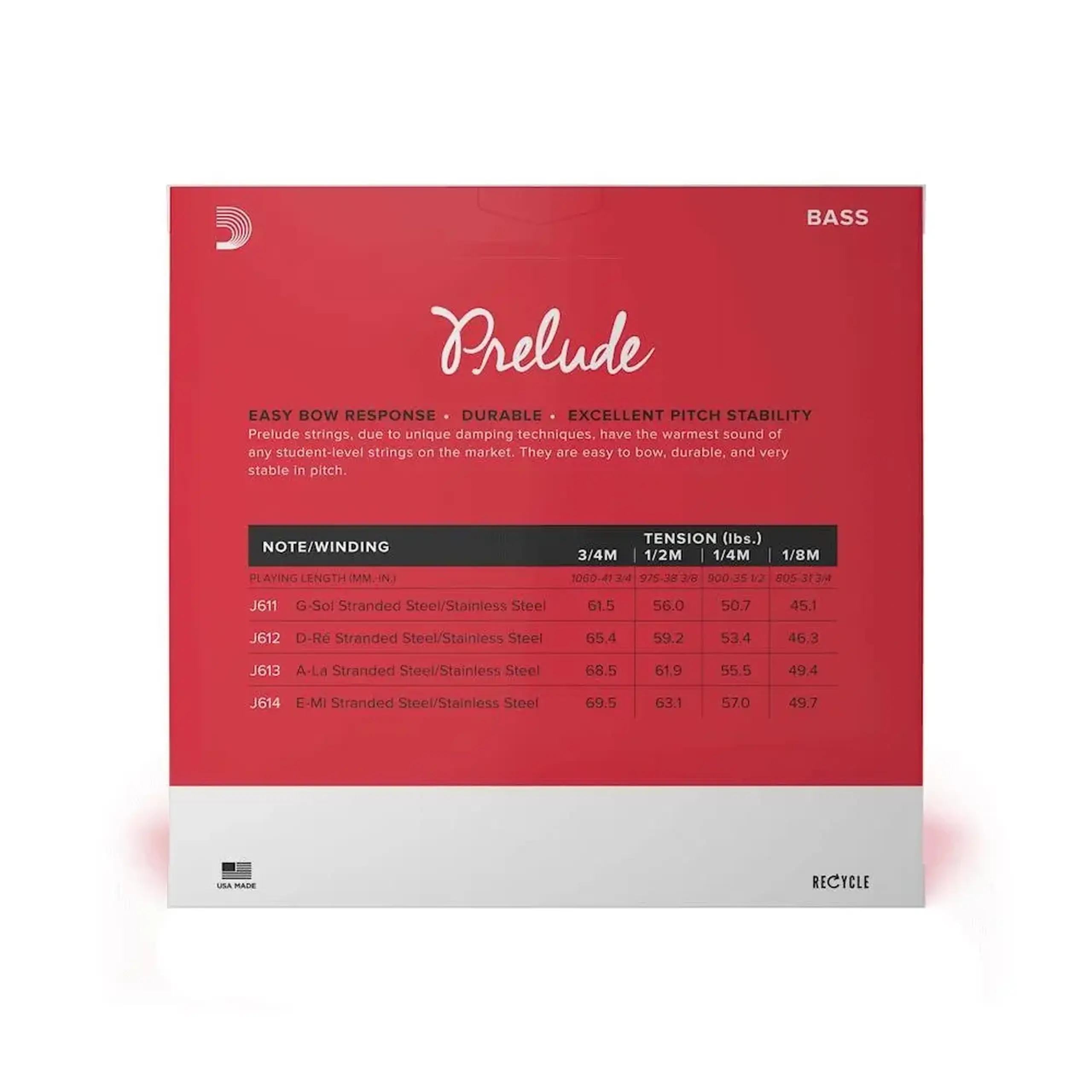 Set de Corzi pentru Contrabas D’Addario J610 Prelude