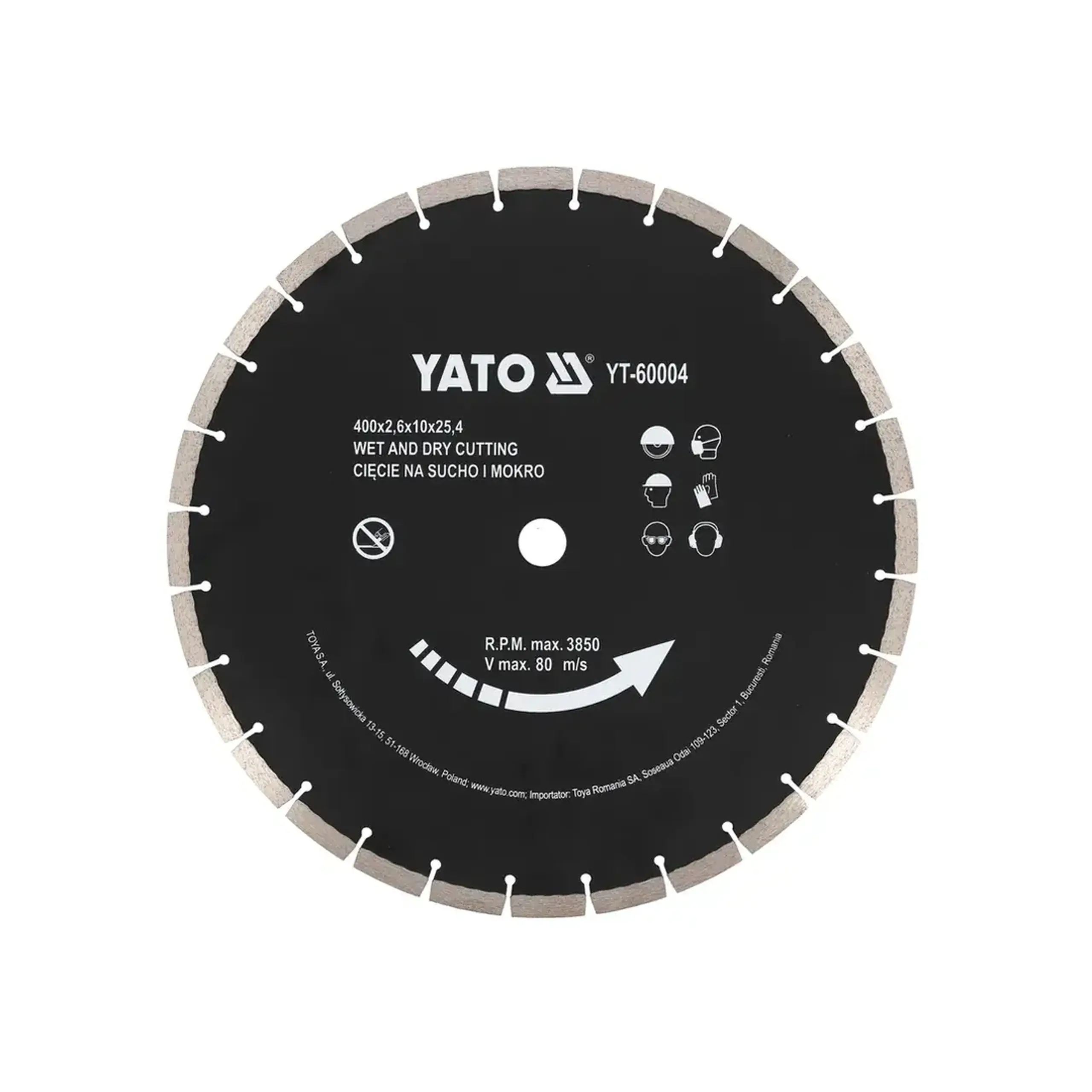 Disc diamantat pentru beton 400 * 25.4 mm Yato