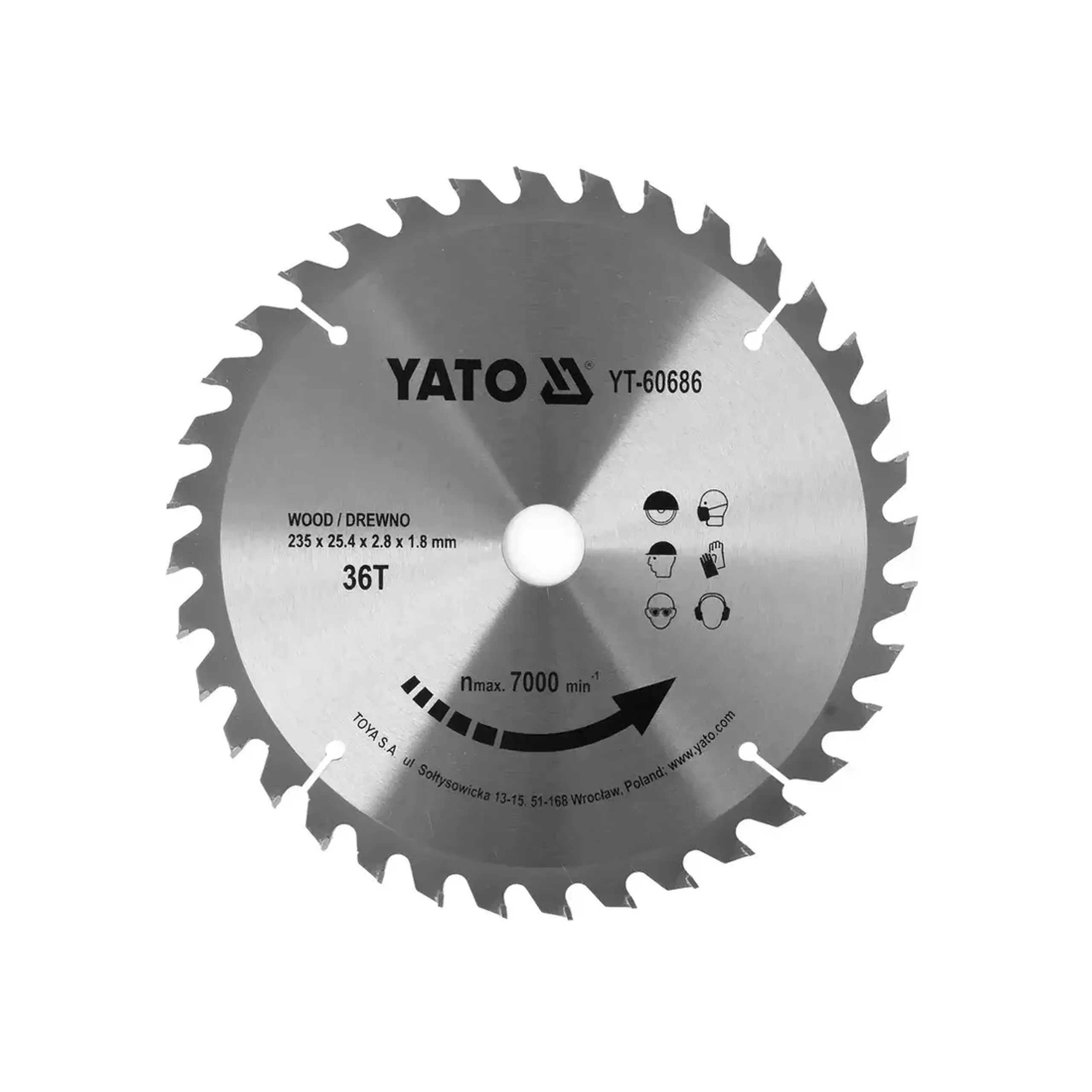 Disc de tăiat lemn 235 * 25.4 mm Yato