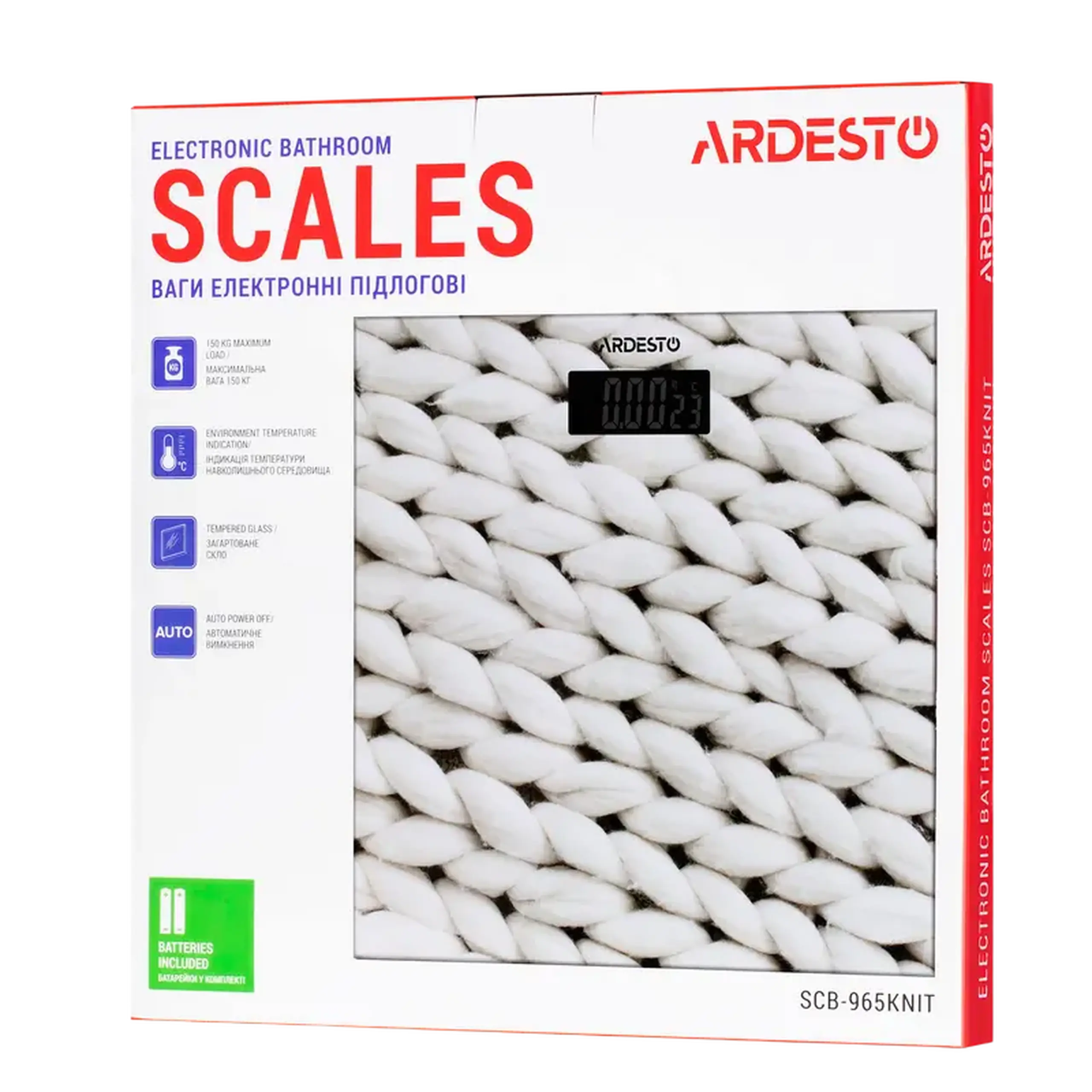 Cântar de podea Ardesto SCB-965KNIT, Alb